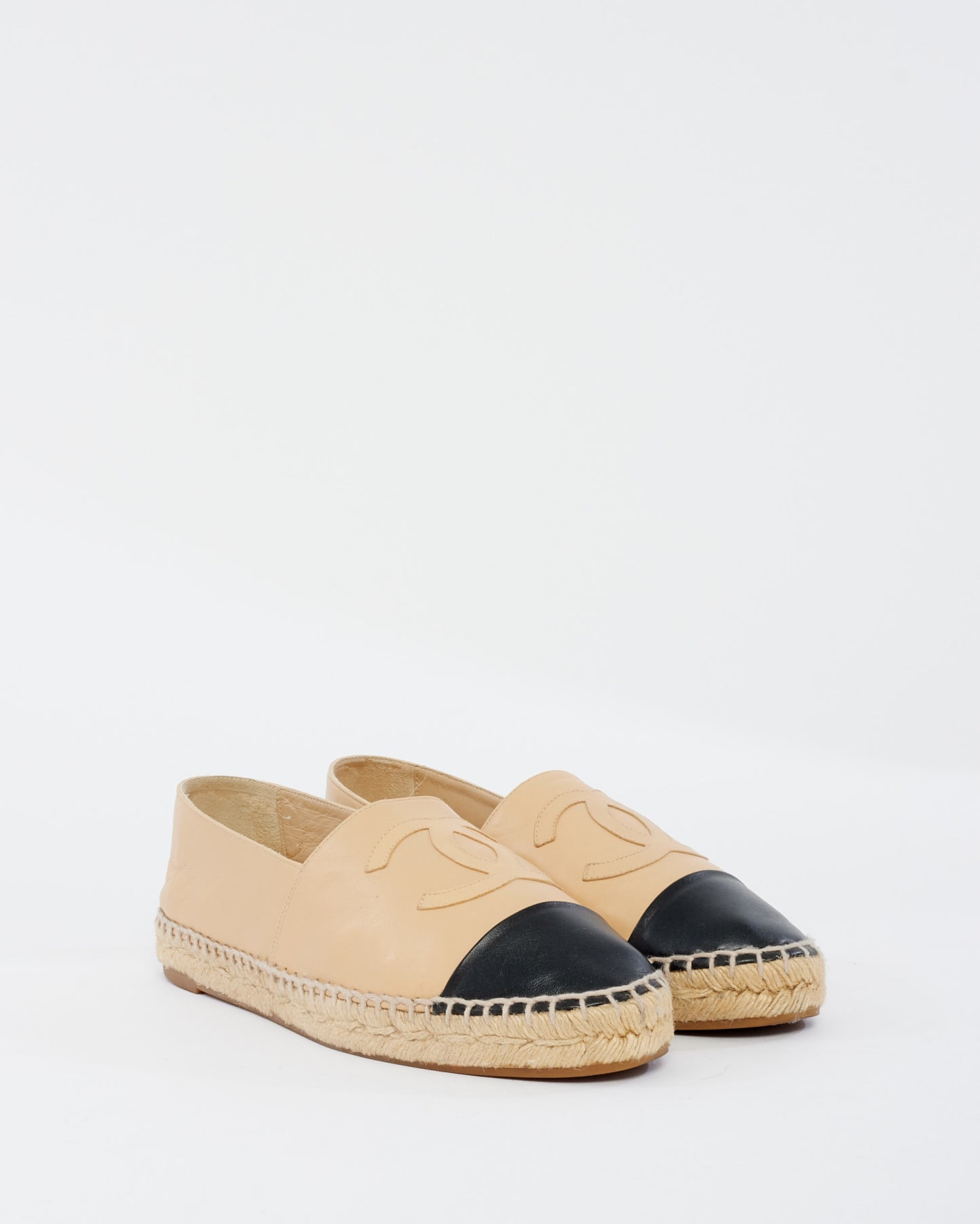 Chanel Beige Leather Espadrille Shoes - 39