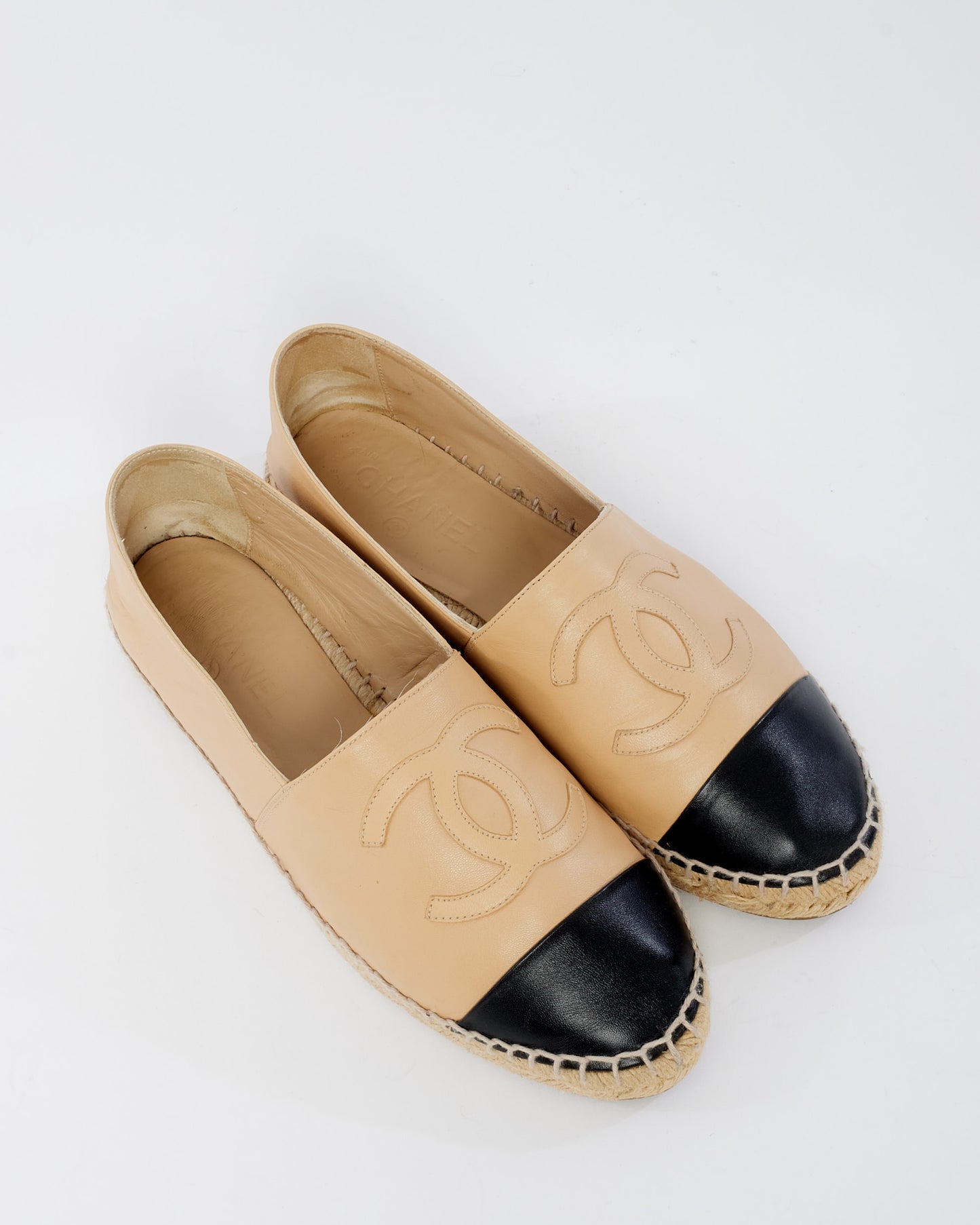 Chanel Beige Leather Espadrille Shoes - 39