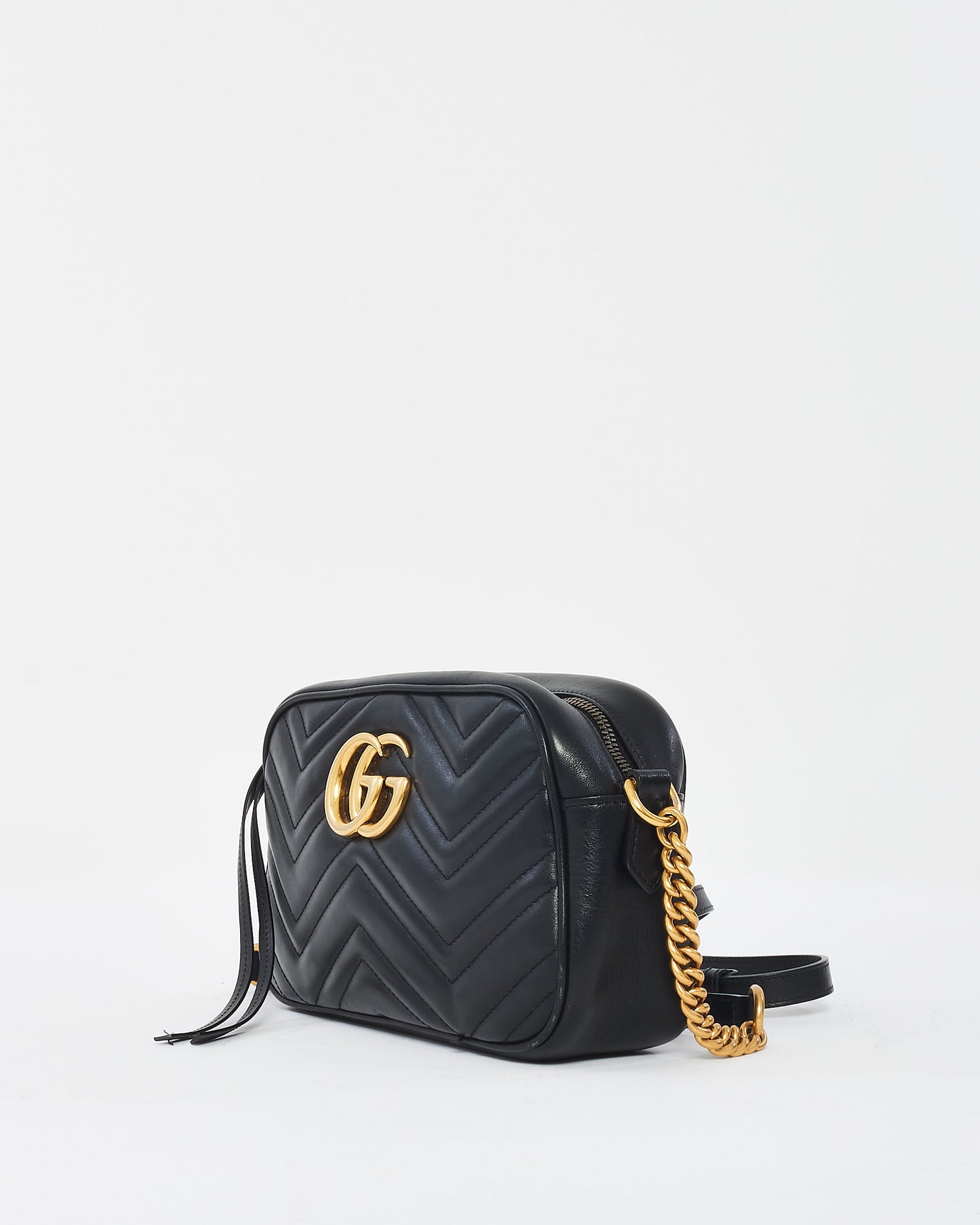 Petit sac pour appareil photo Marmont en cuir Matlassée noir Gucci