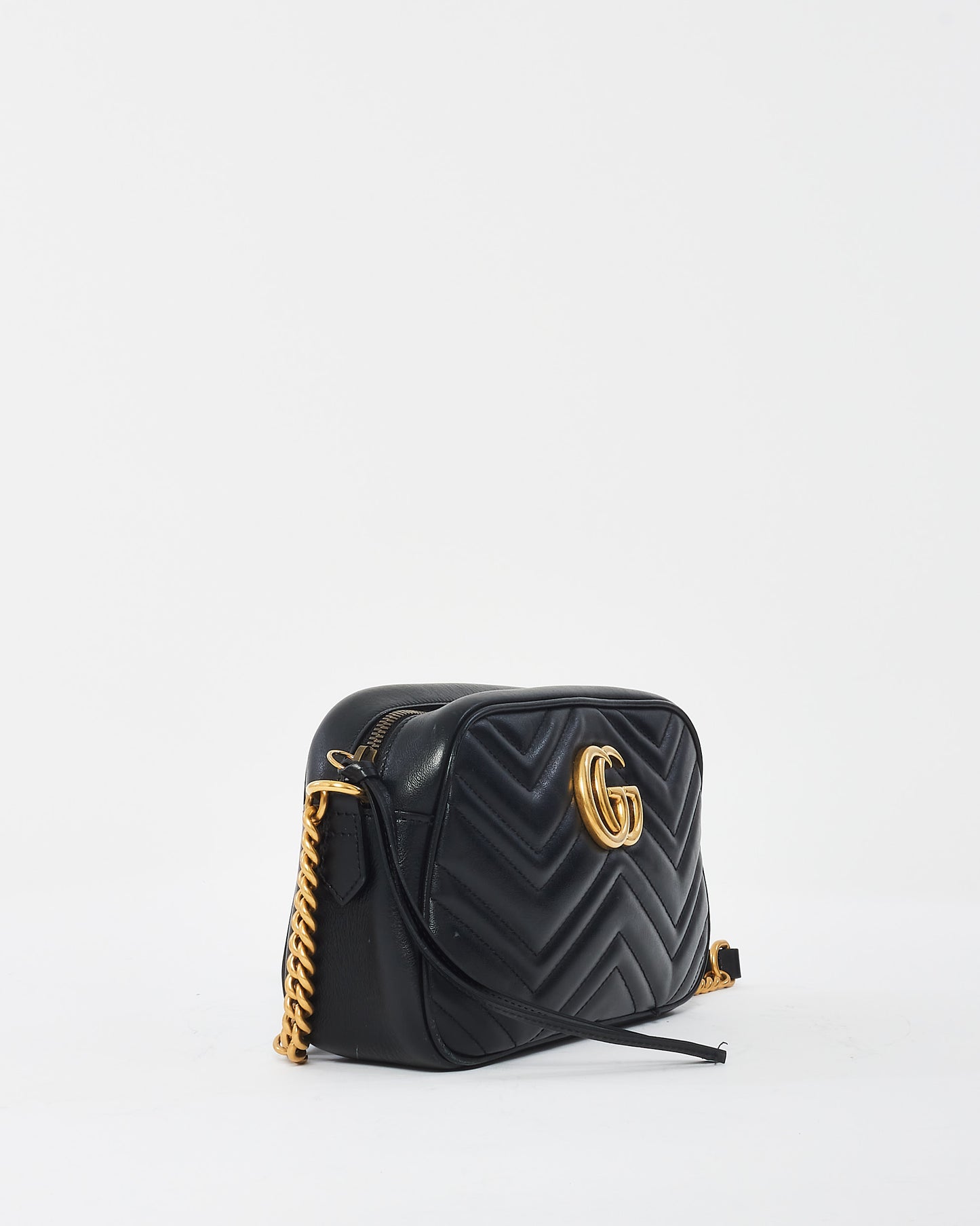 Petit sac pour appareil photo Marmont en cuir Matlassée noir Gucci