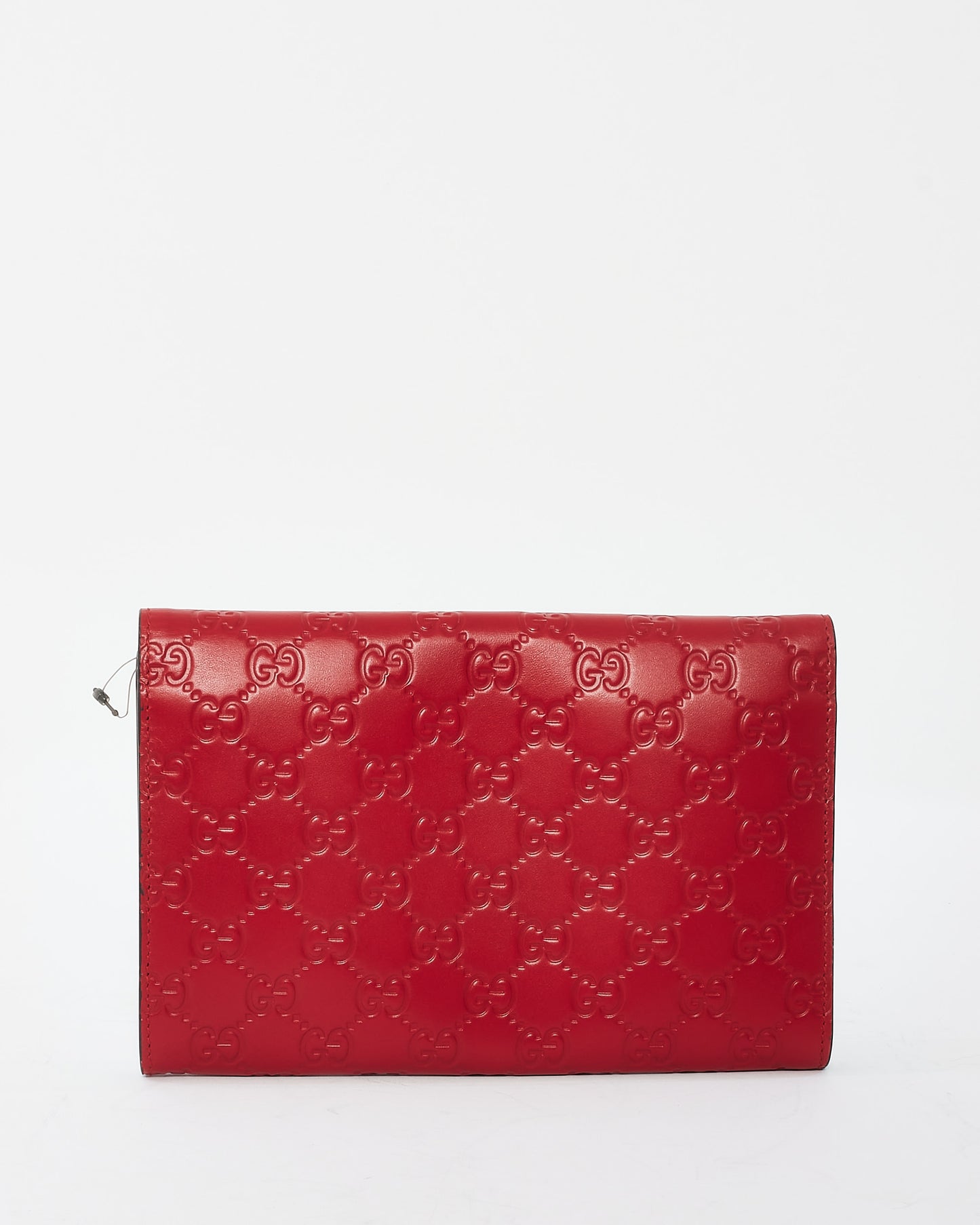 Pochette cadenas en cuir rouge Monogram Signature G Gucci