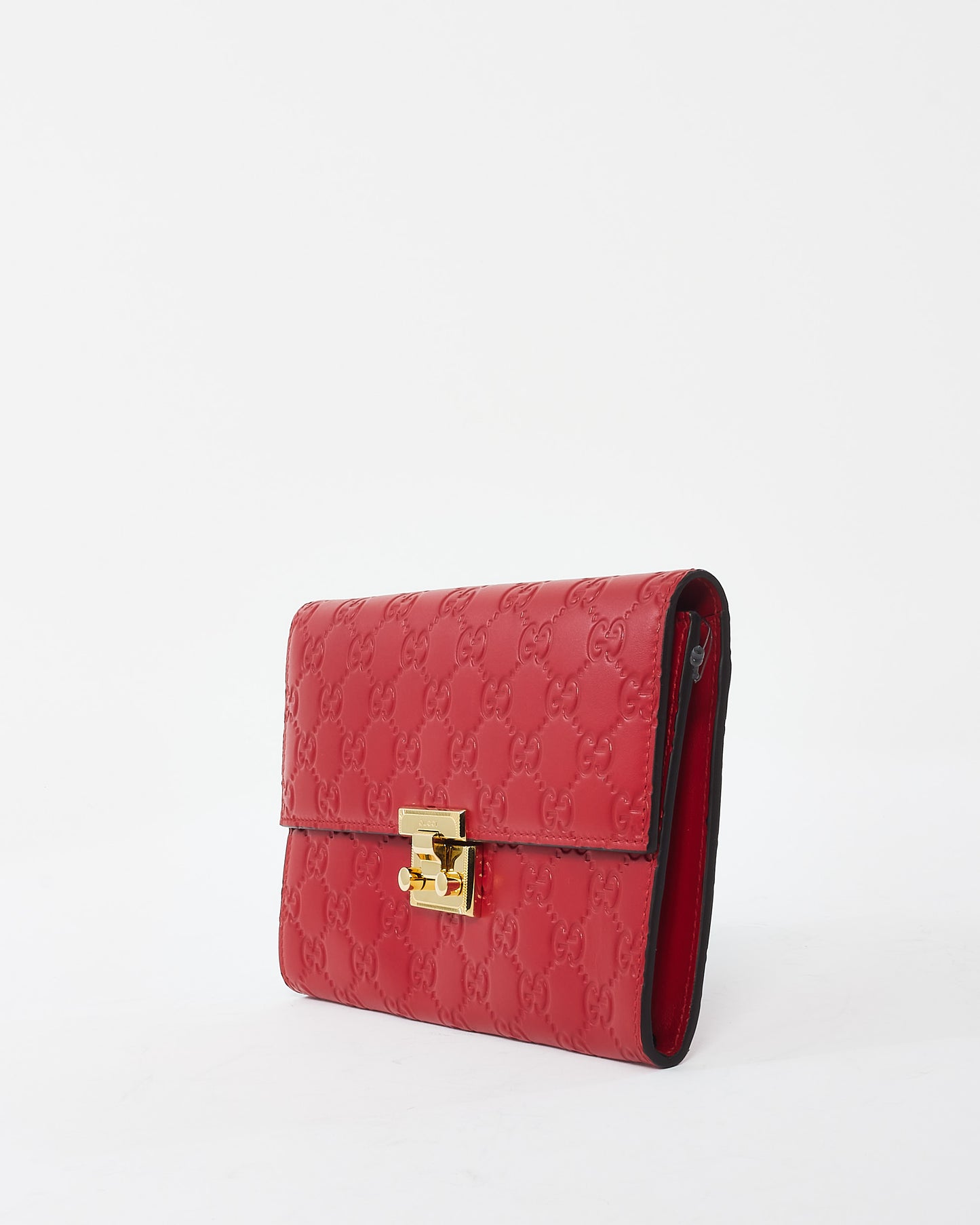 Pochette cadenas en cuir rouge Monogram Signature G Gucci