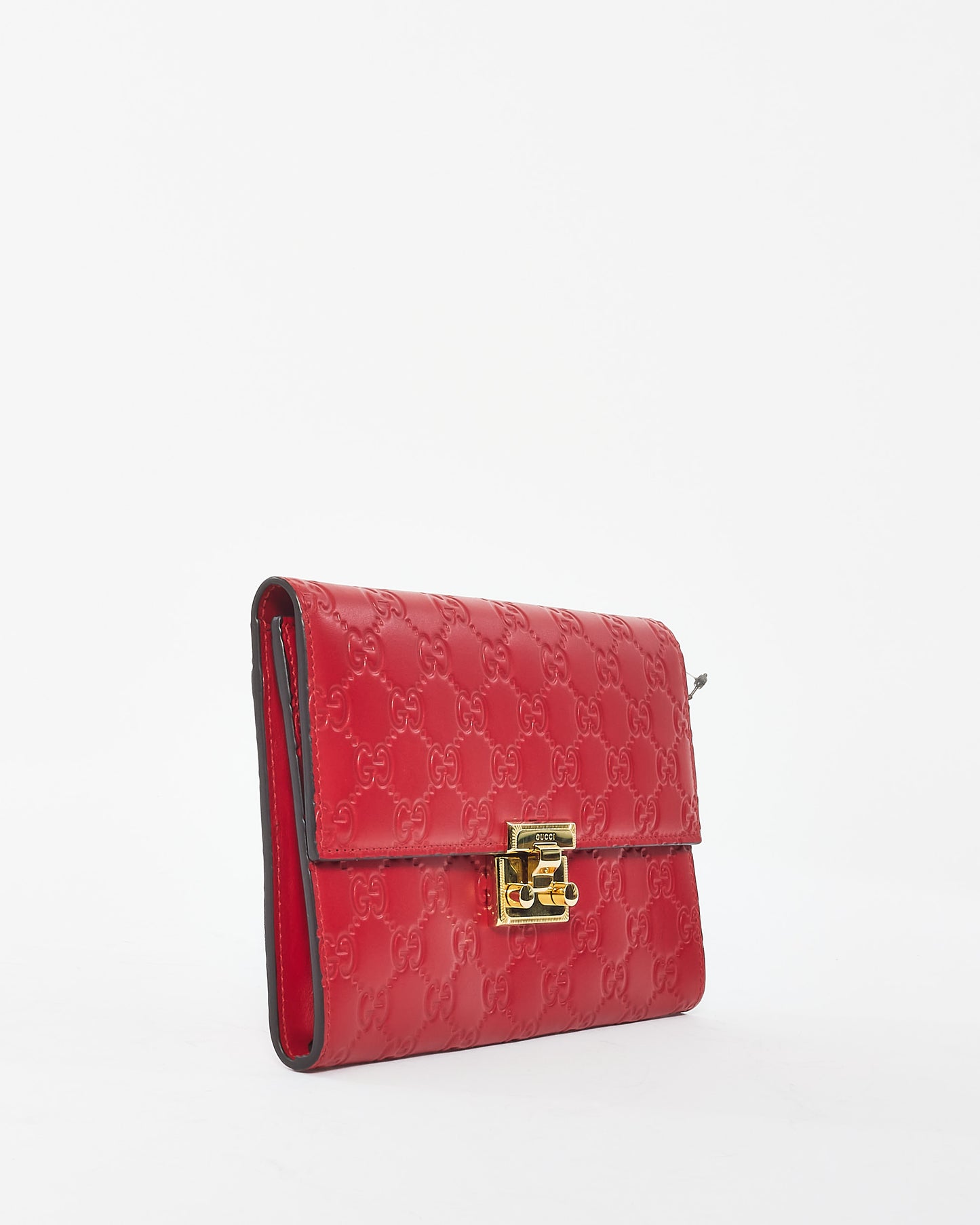 Pochette cadenas en cuir rouge Monogram Signature G Gucci