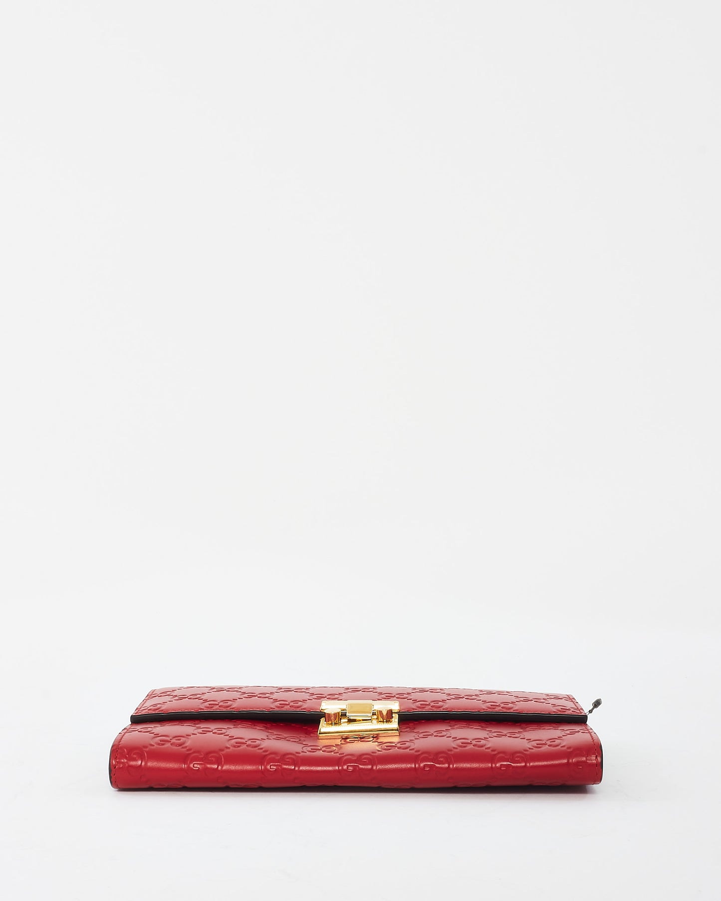 Pochette cadenas en cuir rouge Monogram Signature G Gucci