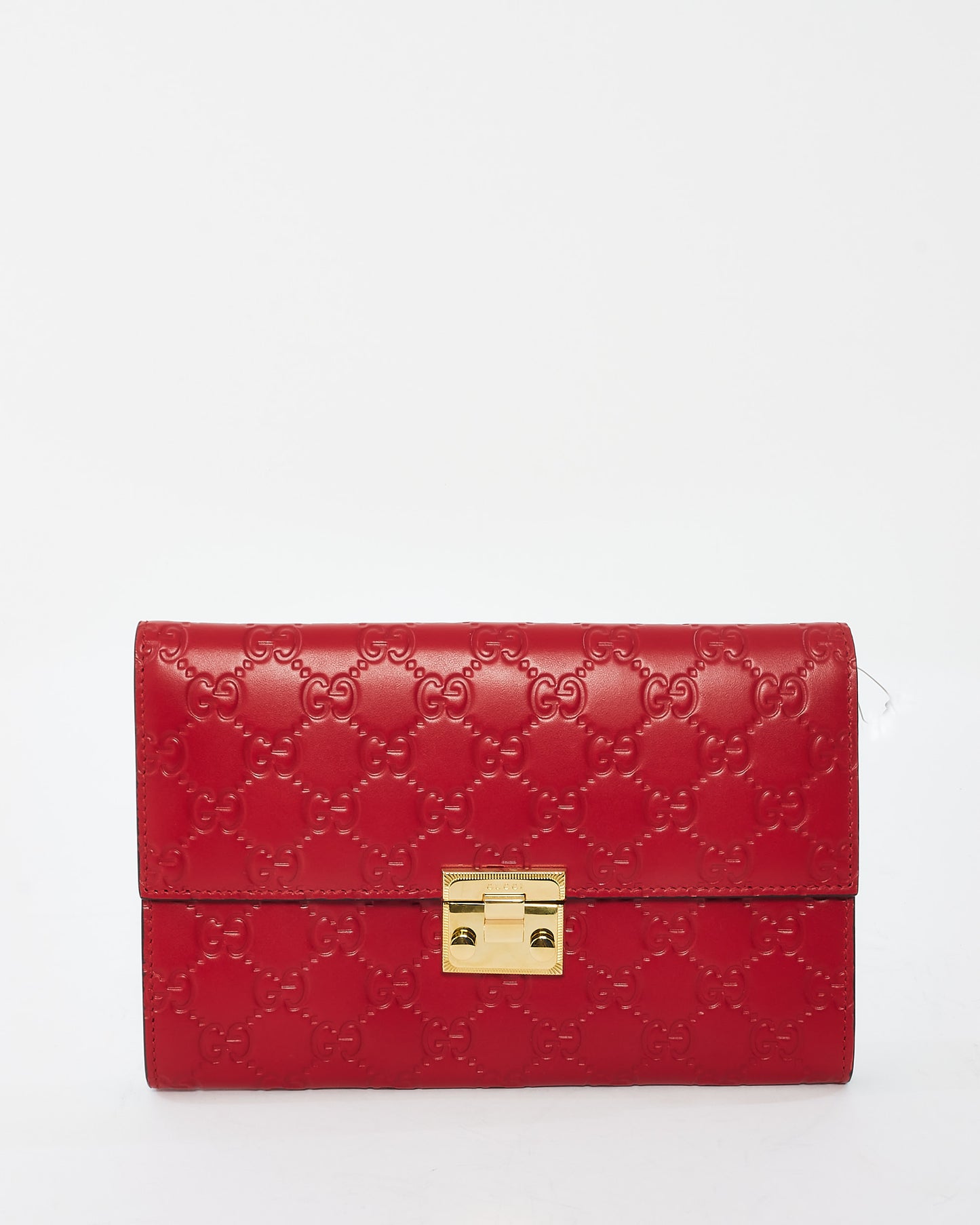 Pochette cadenas en cuir rouge Monogram Signature G Gucci