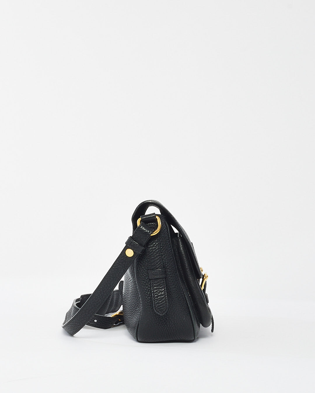 Sac messager Prada Vitello Daino en cuir grainé noir