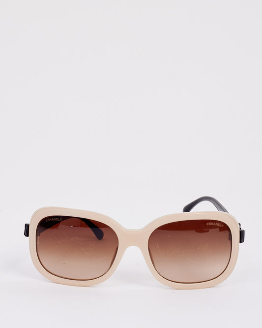 Chanel Beige & Black 5280-Q Bow Sunglasses