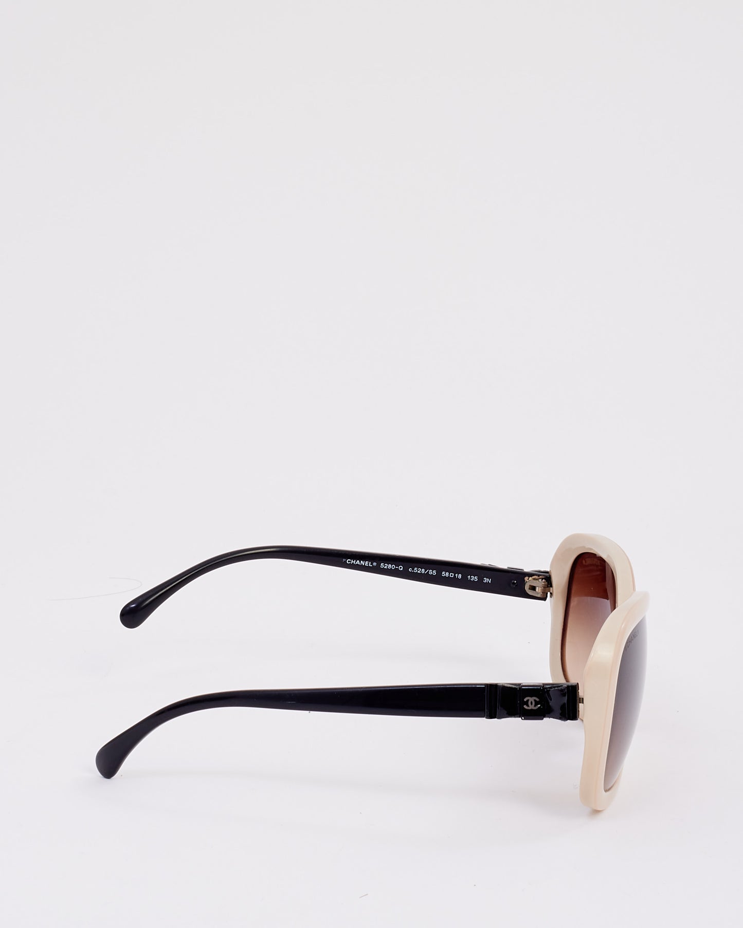 Chanel Beige & Black 5280-Q Bow Sunglasses