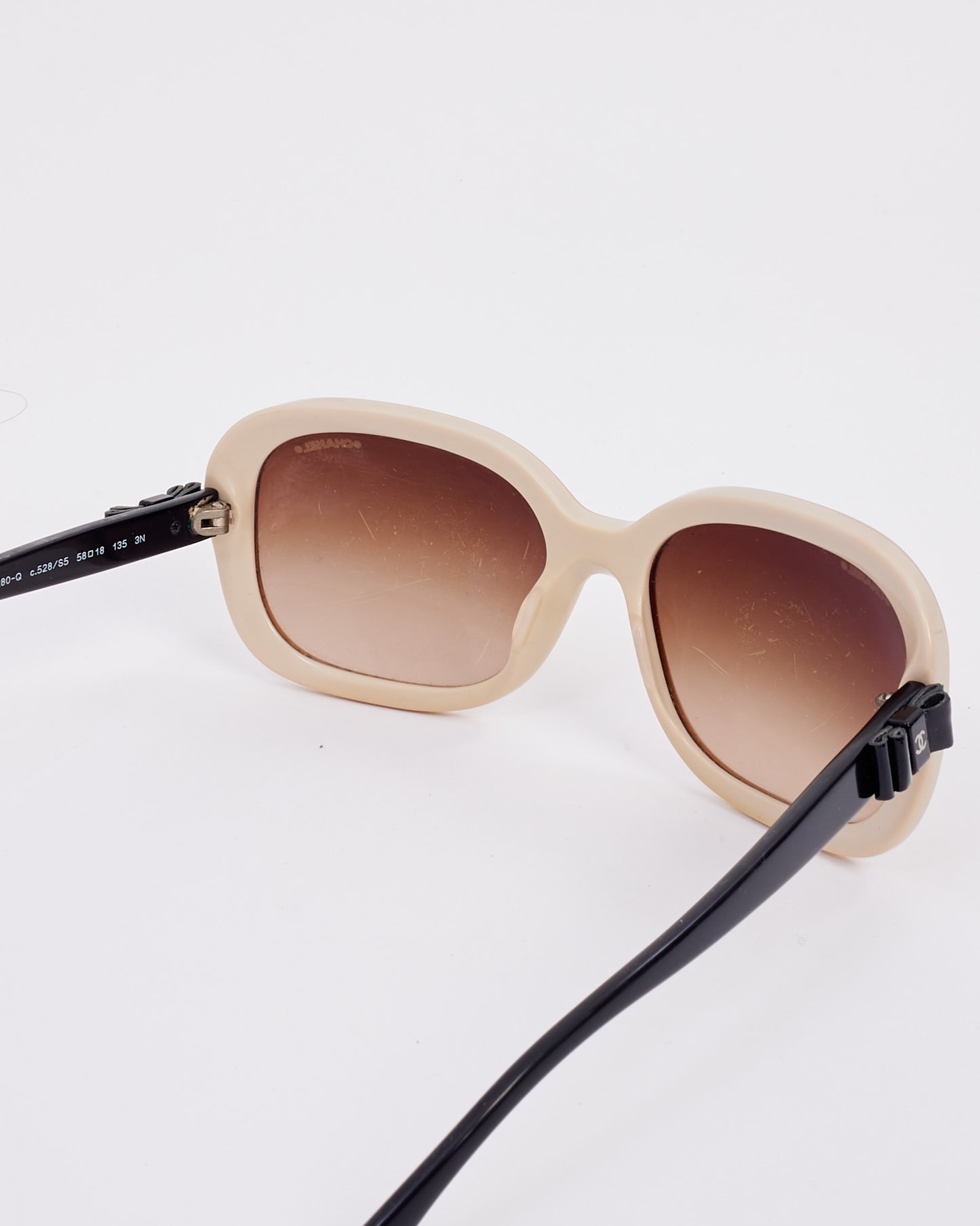 Chanel Beige & Black 5280-Q Bow Sunglasses