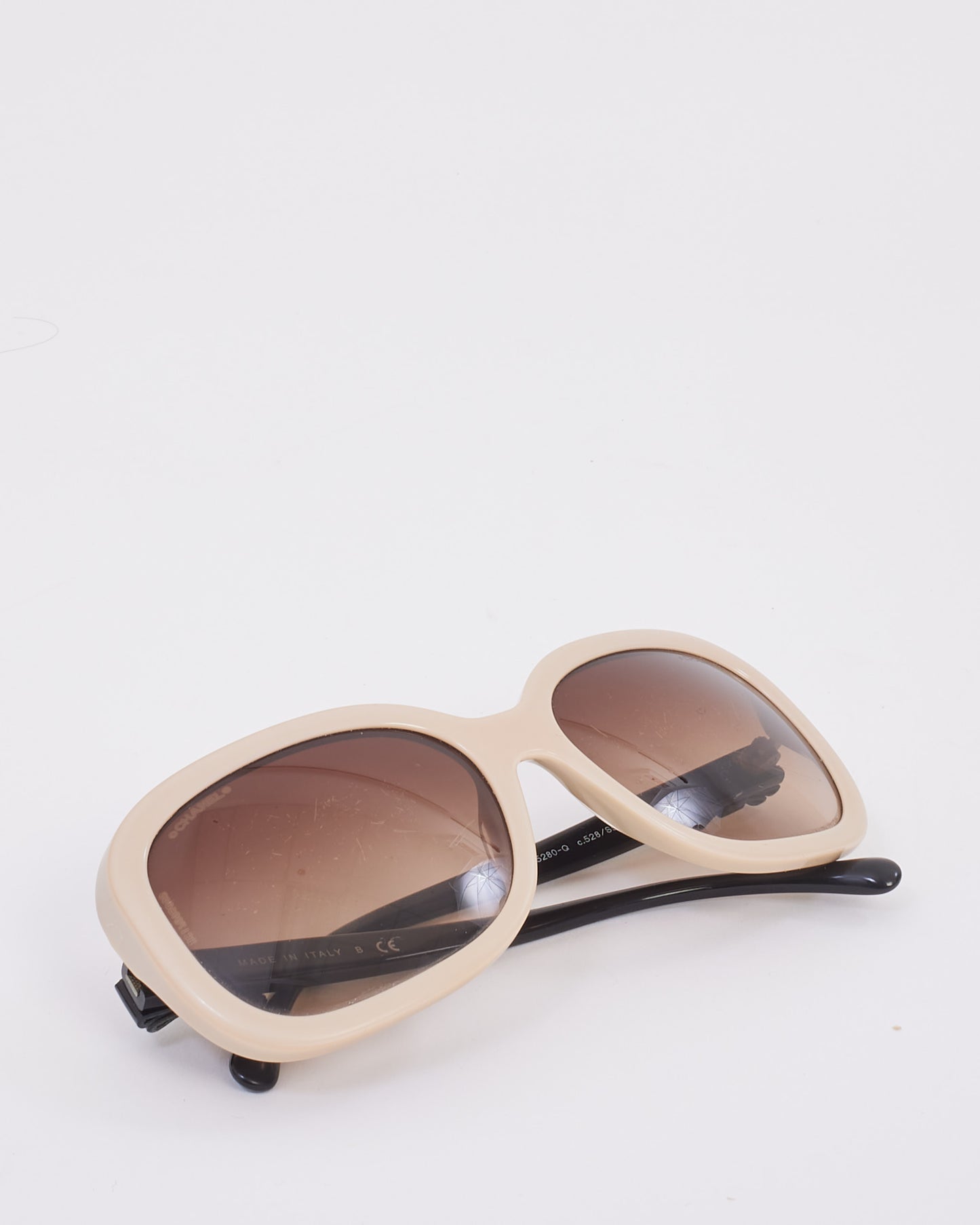 Chanel Beige & Black 5280-Q Bow Sunglasses