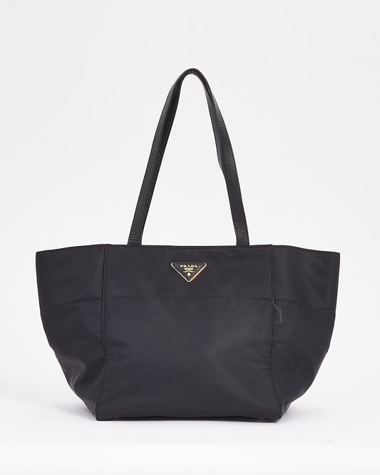 Prada Black Nylon Tessuto Logo Tote Bag