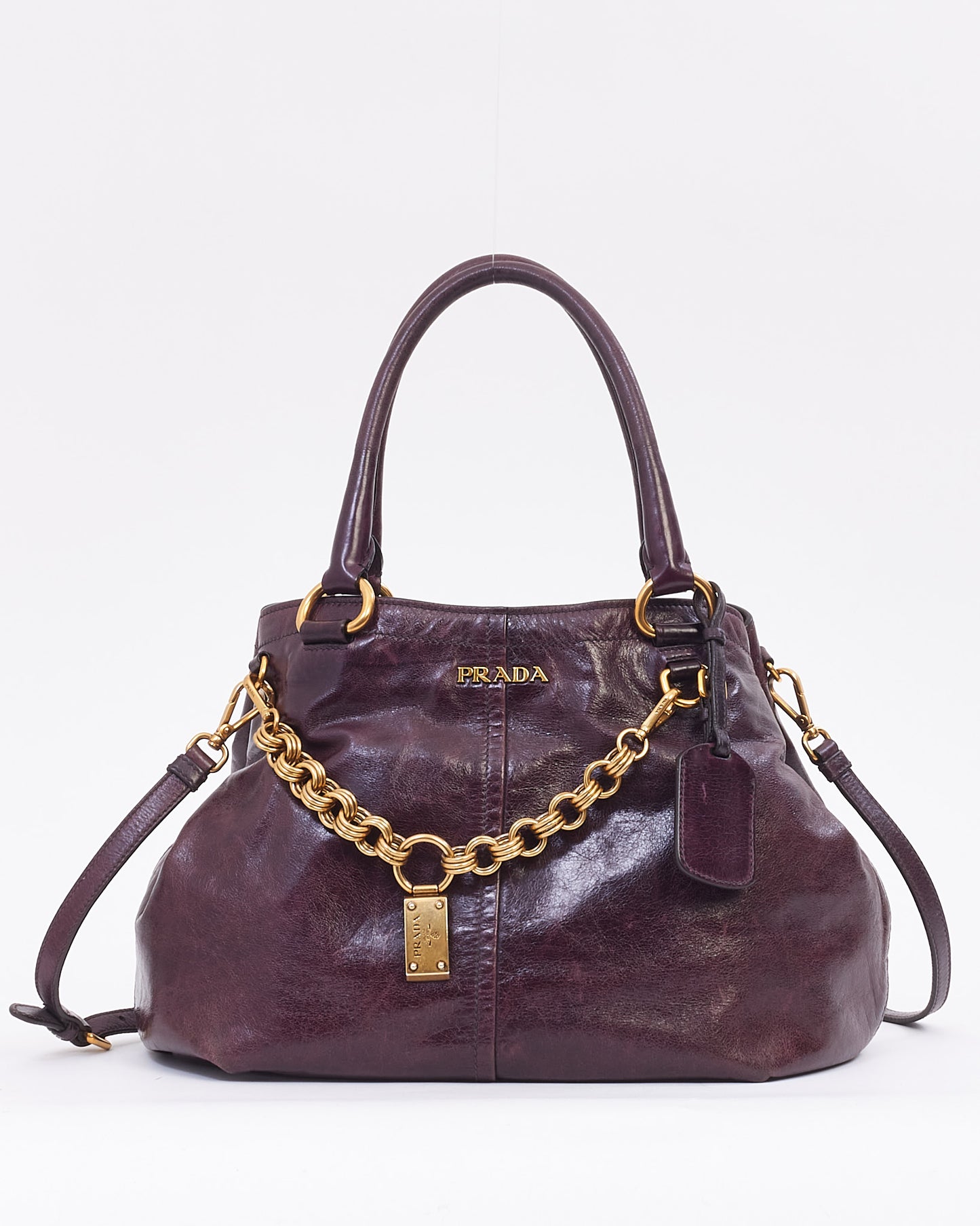 Prada Plum Vitello Leather 2-Way Bag