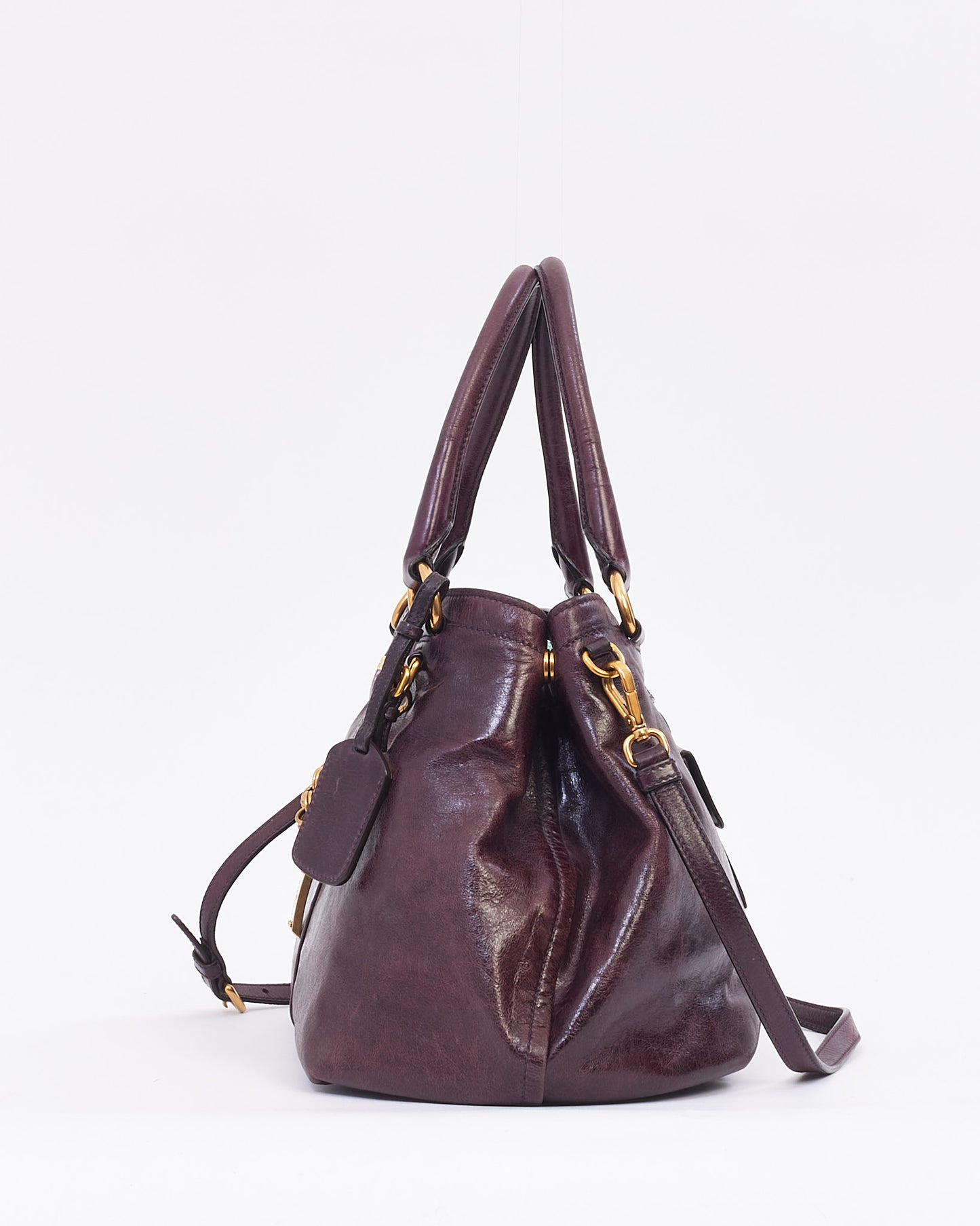 Prada Plum Vitello Leather 2-Way Bag