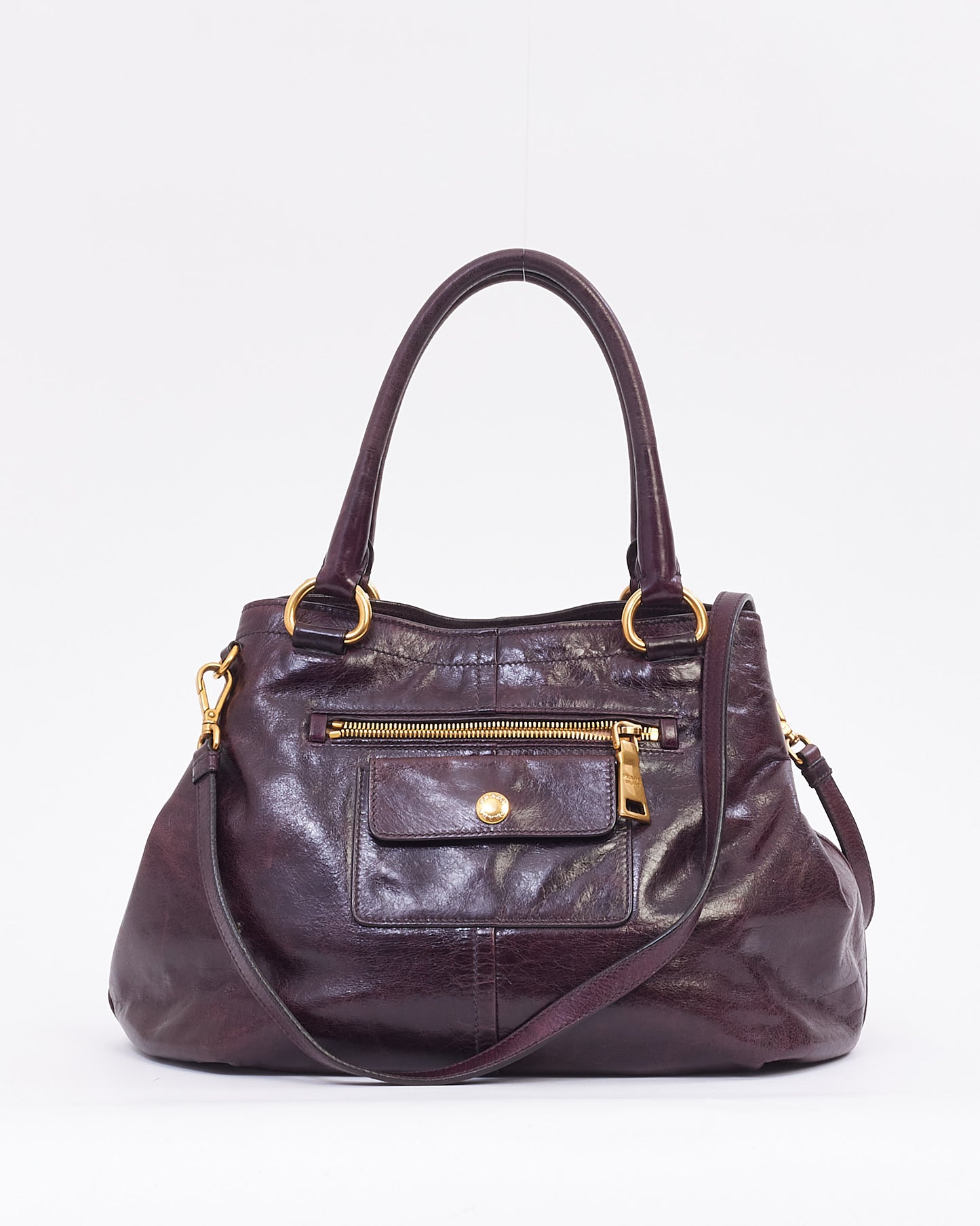 Prada Plum Vitello Leather 2-Way Bag