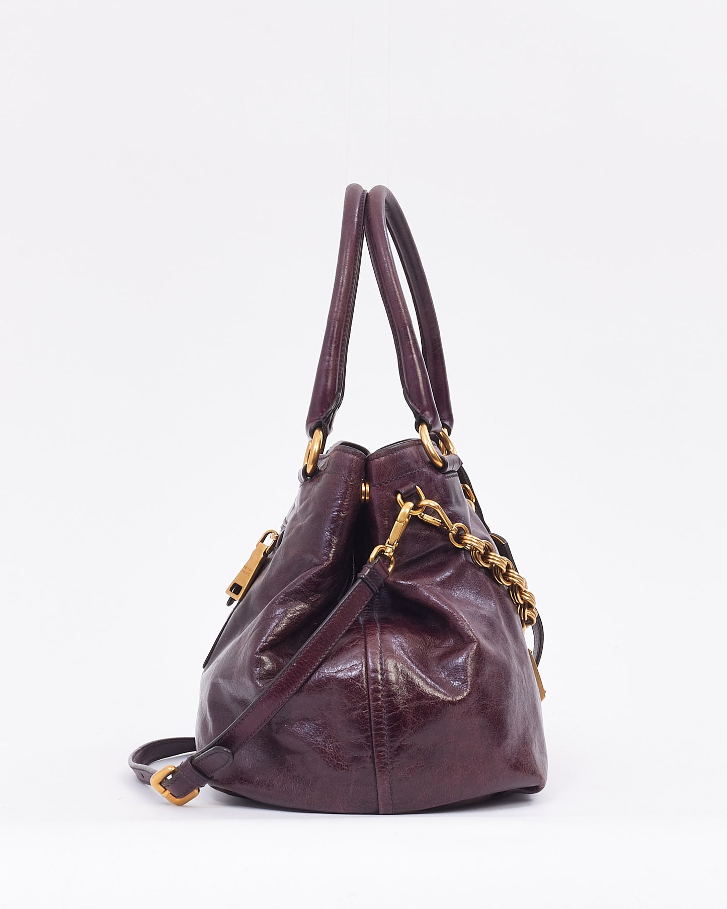 Prada Plum Vitello Leather 2-Way Bag