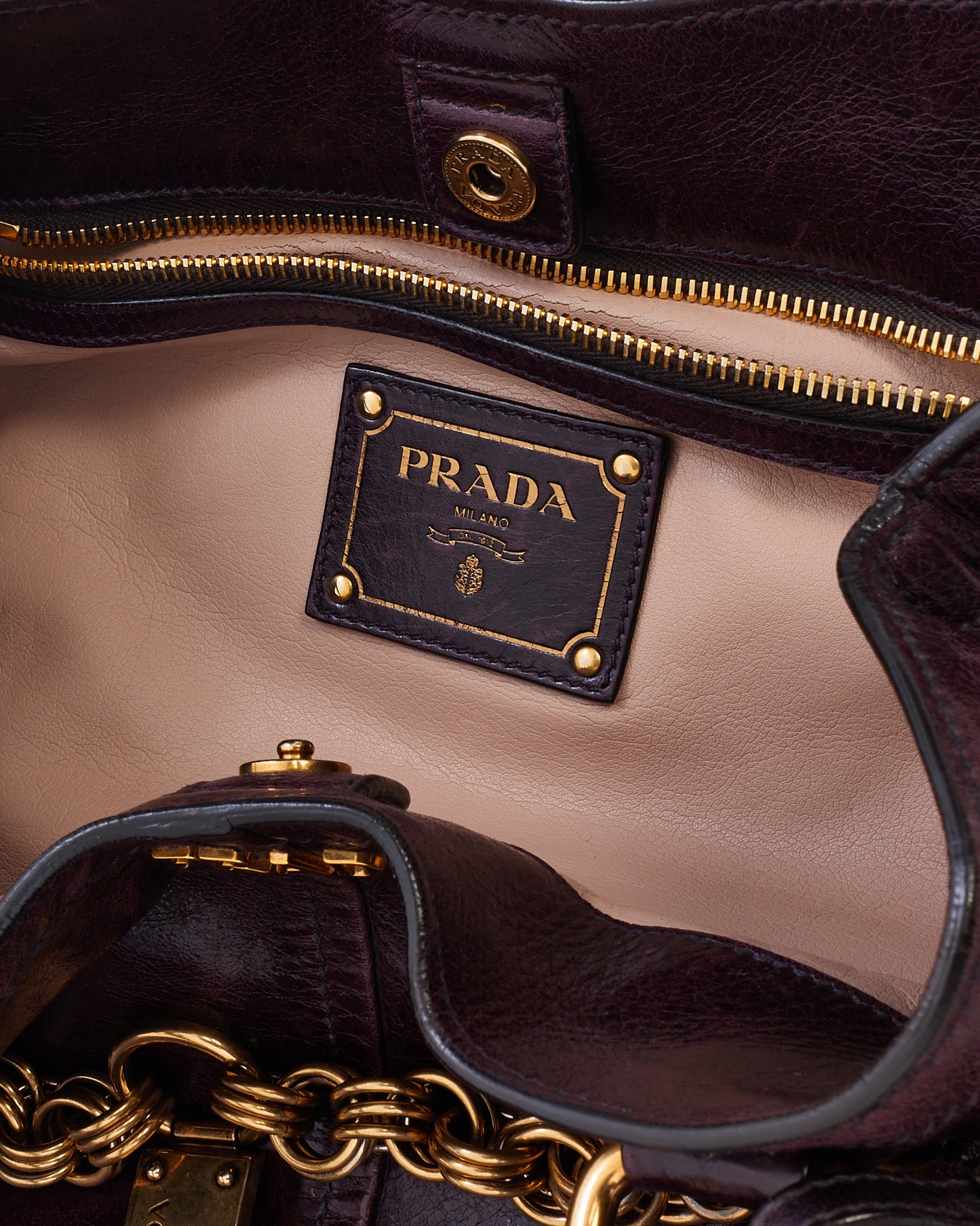 Prada Plum Vitello Leather 2-Way Bag