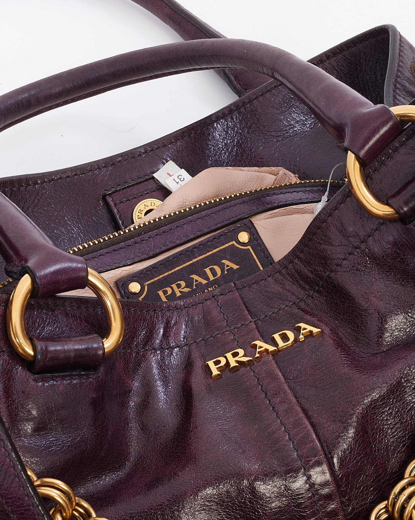 Prada Plum Vitello Leather 2-Way Bag