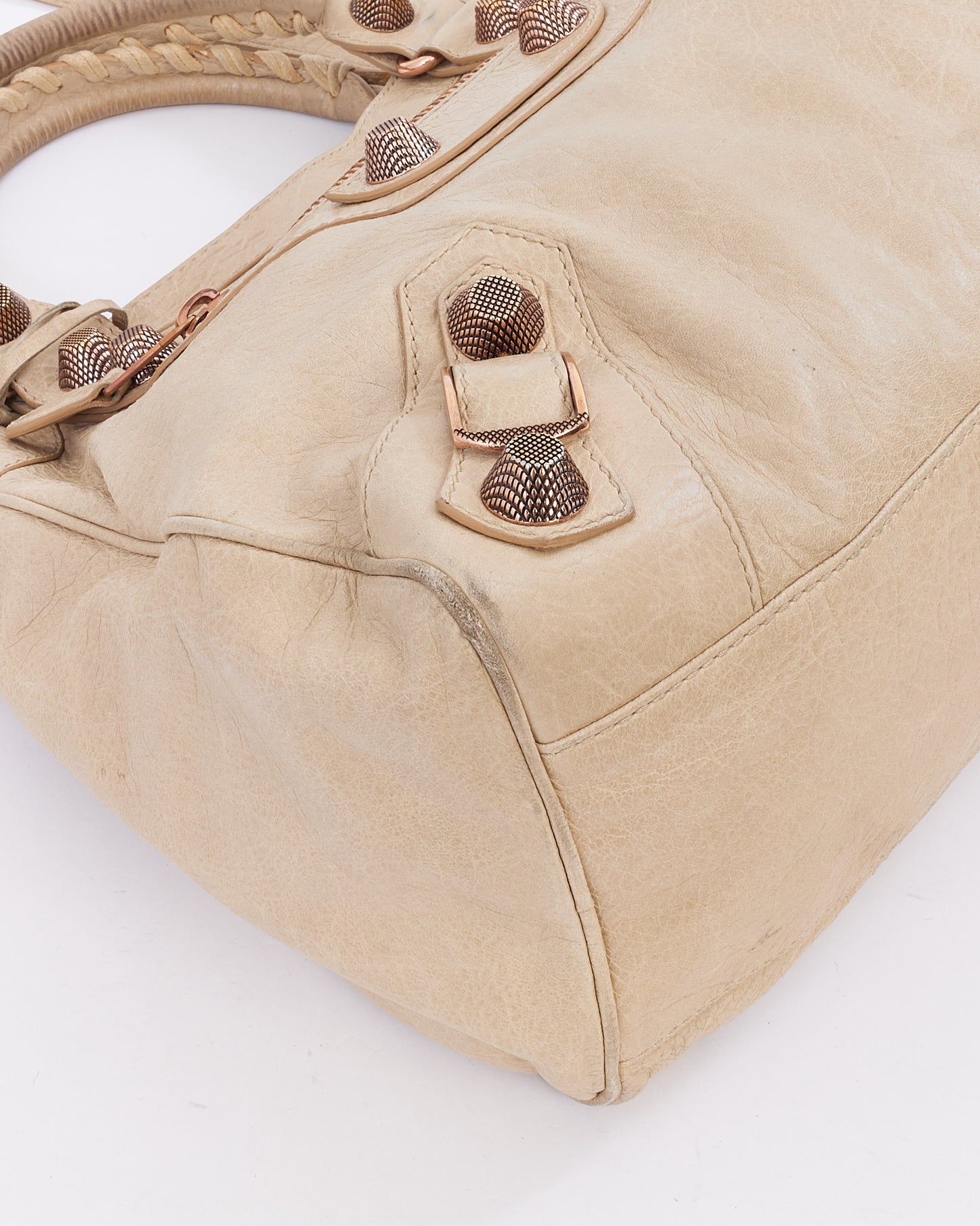 Balenciaga Sac de ville de motocross classique en cuir beige foncé