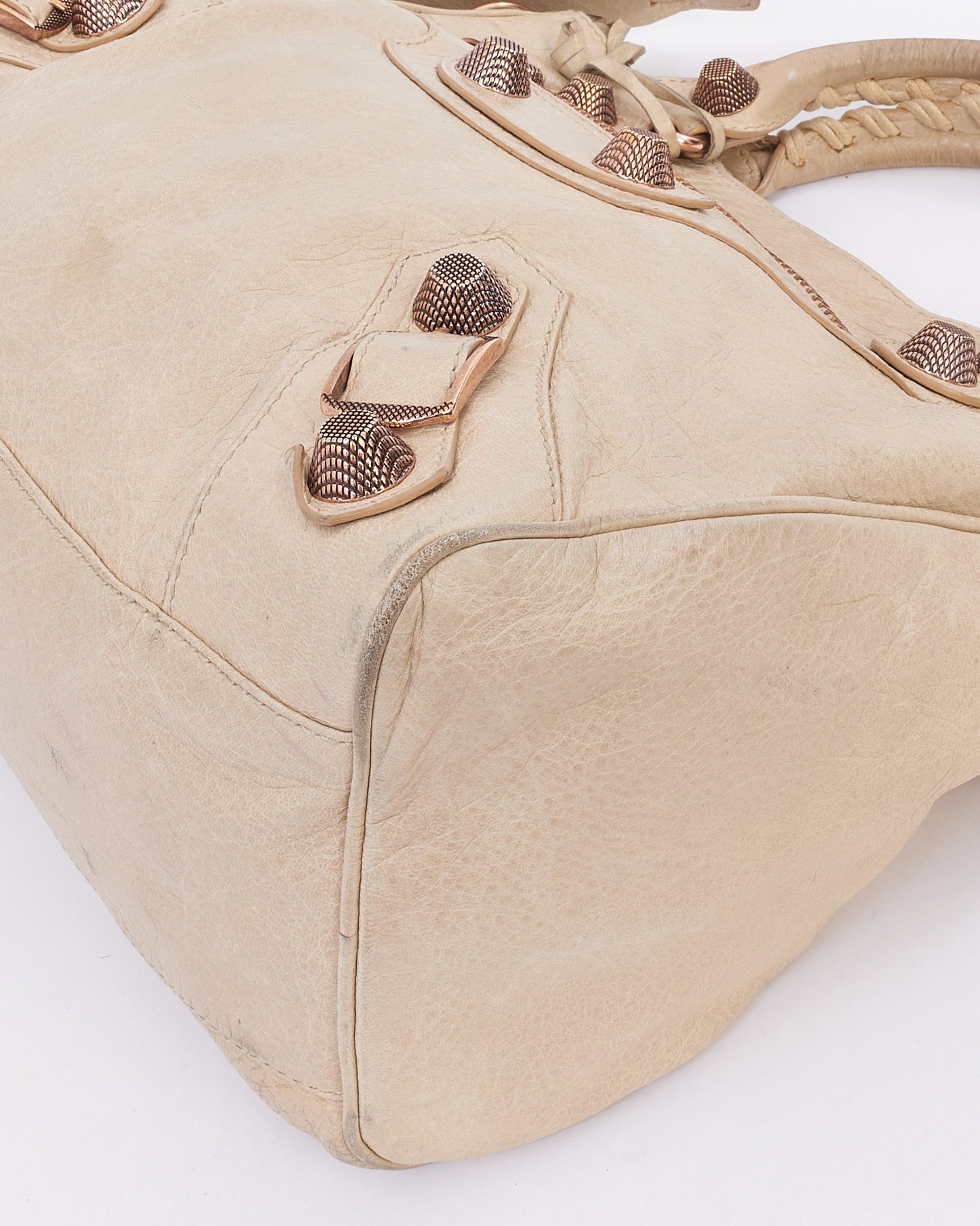 Balenciaga Sac de ville de motocross classique en cuir beige foncé