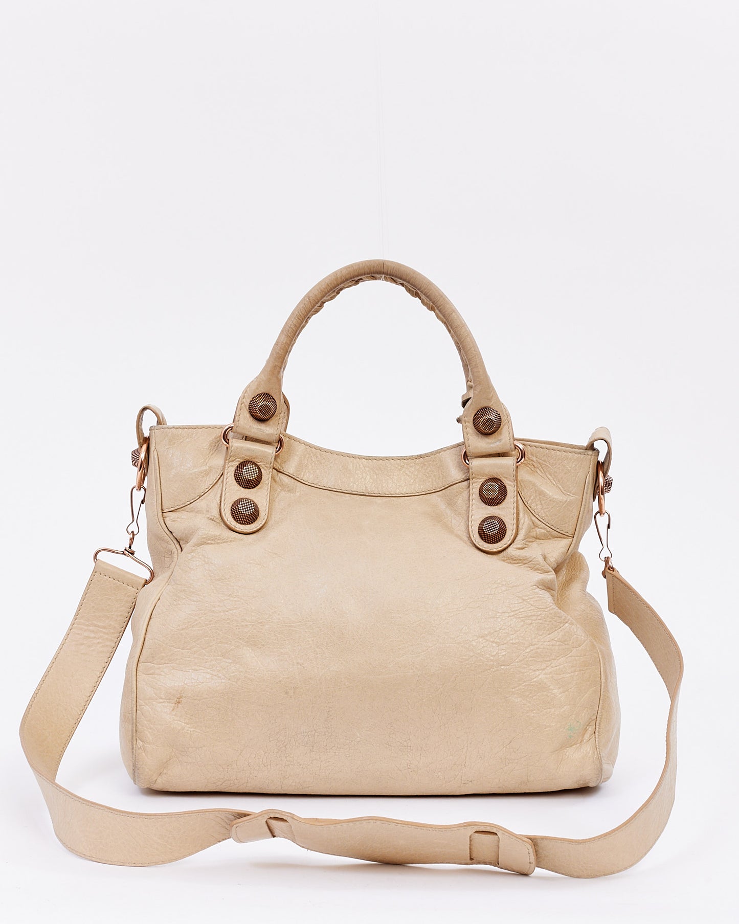 Balenciaga Sac de ville de motocross classique en cuir beige foncé