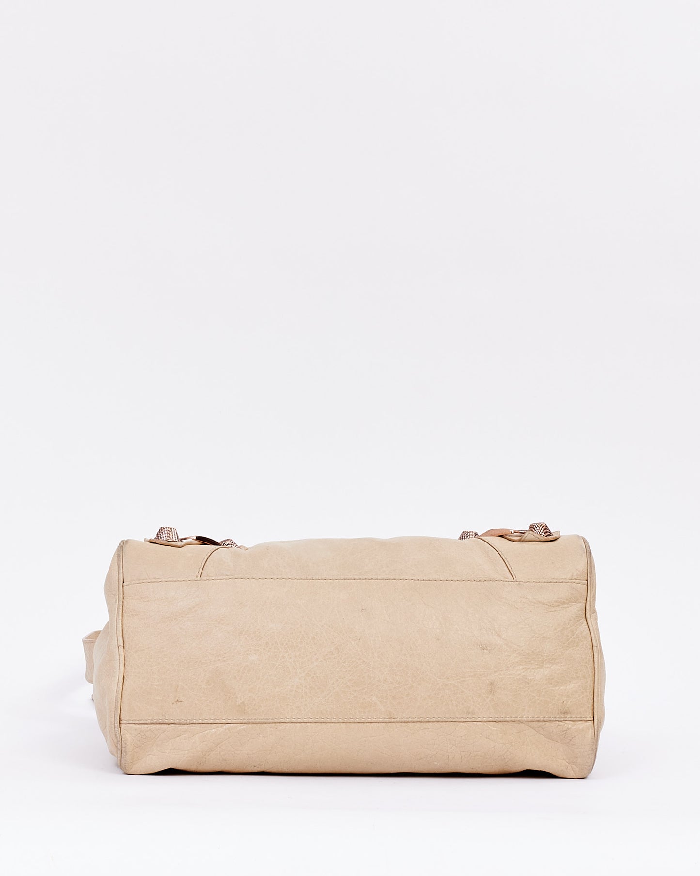 Balenciaga Sac de ville de motocross classique en cuir beige foncé