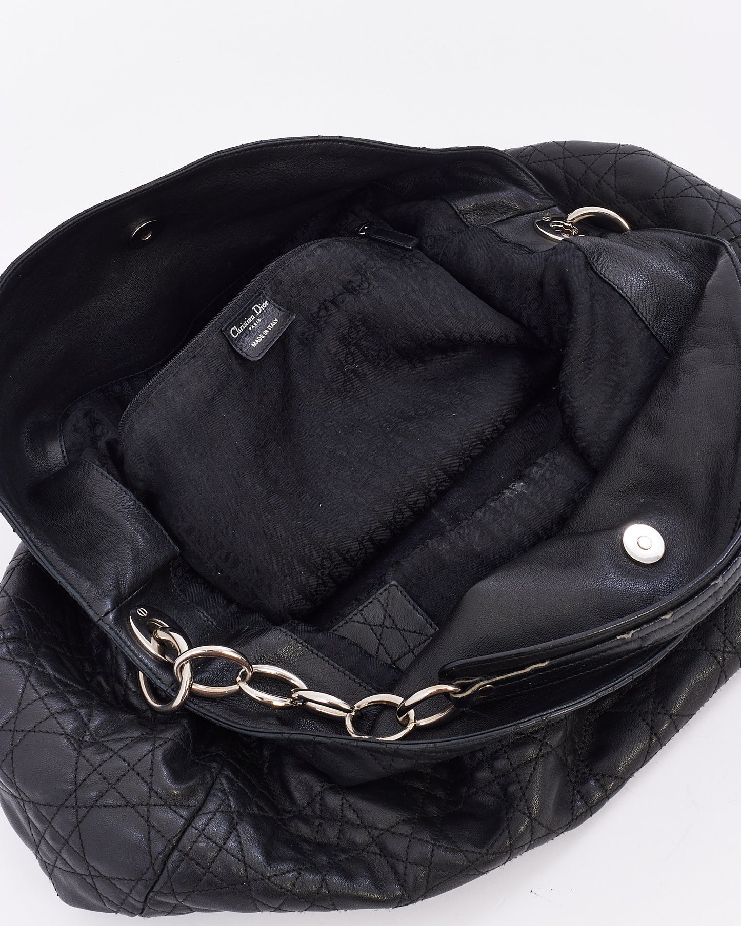 Dior Black Cannage Leather Large Hobo Bag