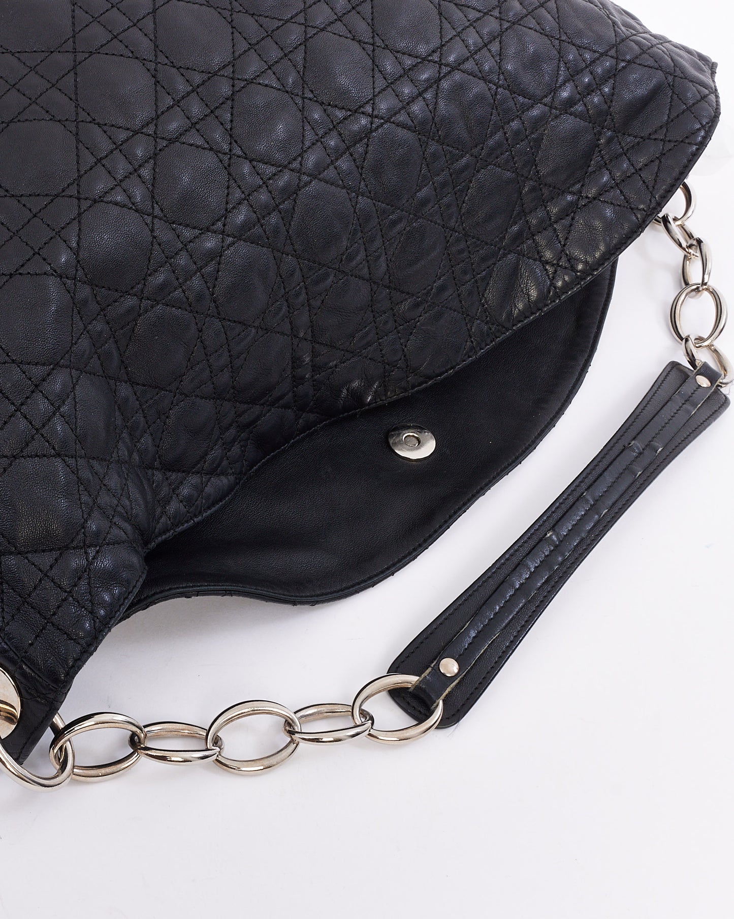 Dior Black Cannage Leather Large Hobo Bag