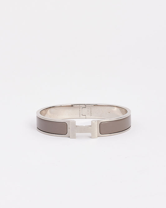 Hermès Bracelet H Clic Clac argent/émail gris homme