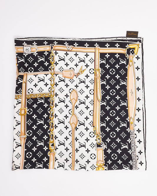 Louis Vuitton Black/White/Yellow Monogram Confidential Square Iconic Silk Scarf