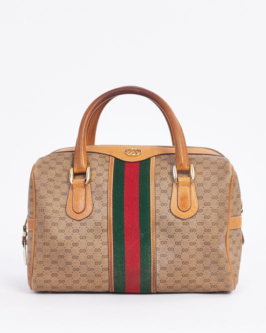 Gucci Vintage Beige Web Détail Boston Sac