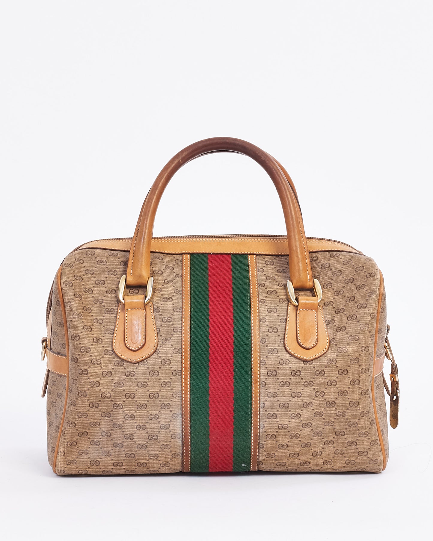 Gucci Vintage Beige Web Détail Boston Sac