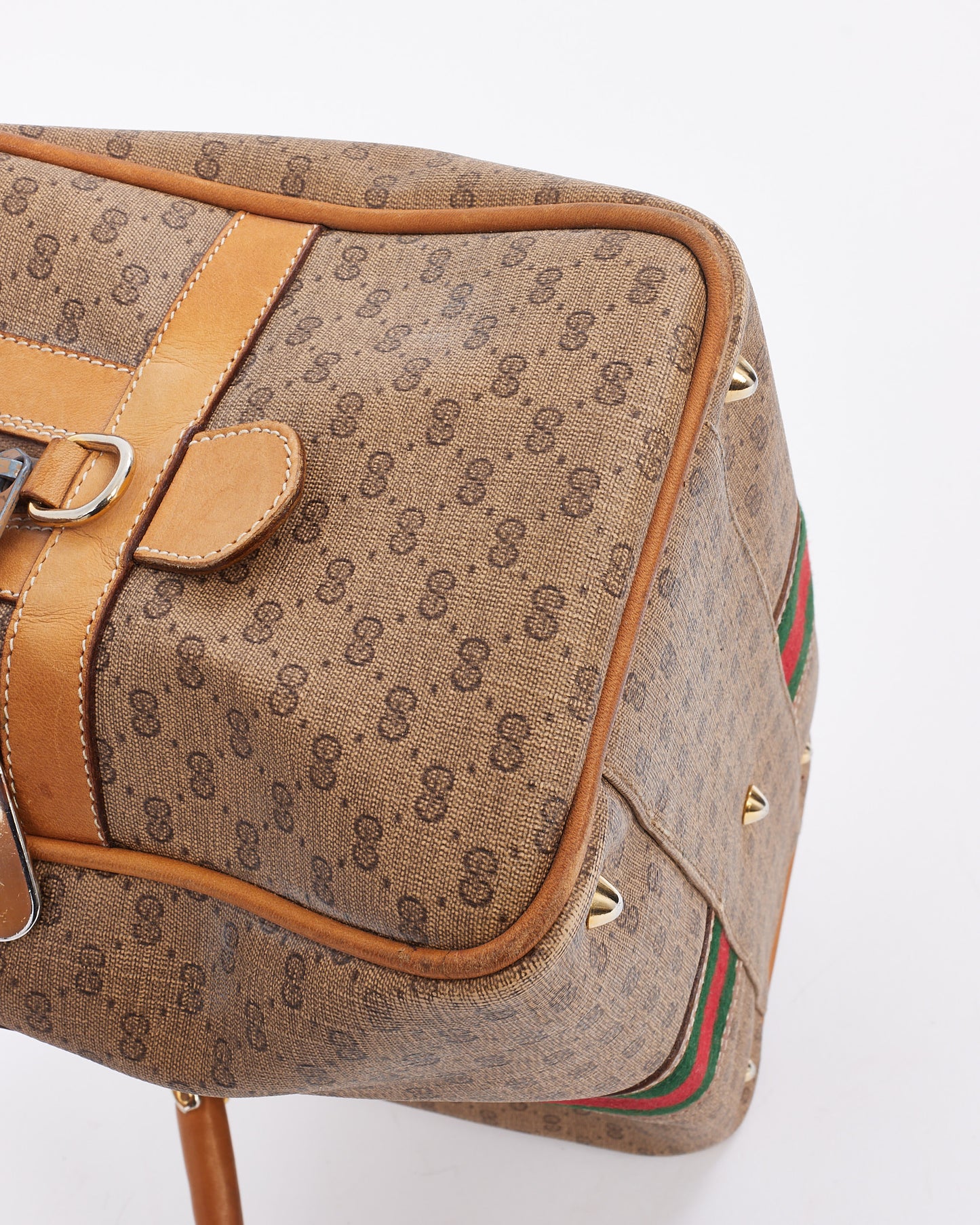 Gucci Vintage Beige Web Détail Boston Sac