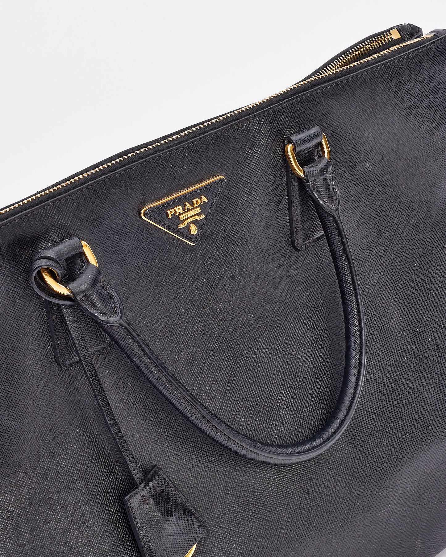 Prada Black Saffiano Leather Large Galleria Double Zip Tote Bag