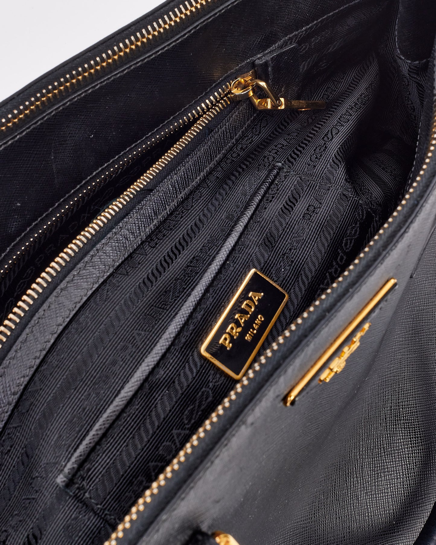 Prada Black Saffiano Leather Large Galleria Double Zip Tote Bag