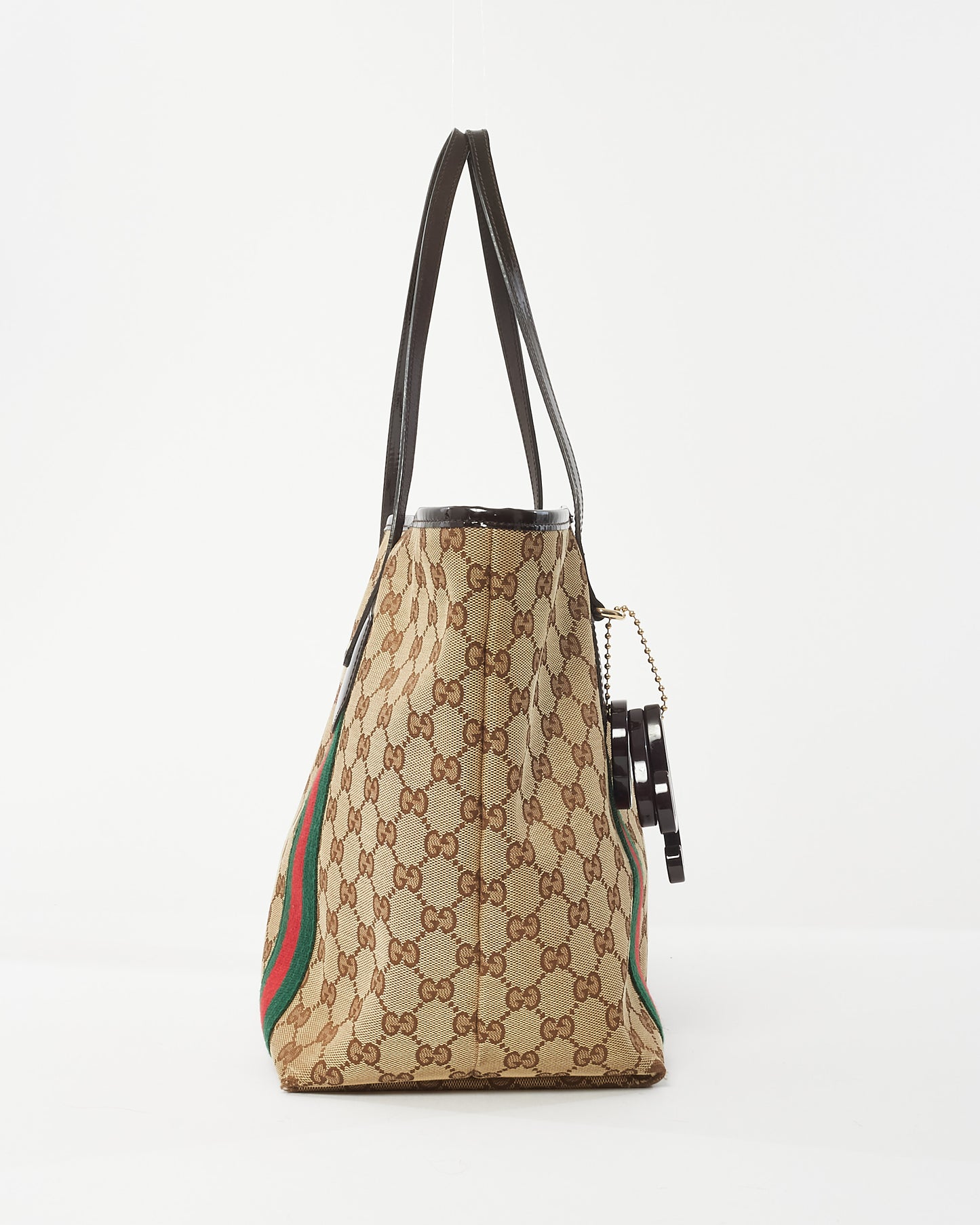 Gucci Beige & Brown GG Monogram Canvas Ophidia Shopping Tote w/ Charms