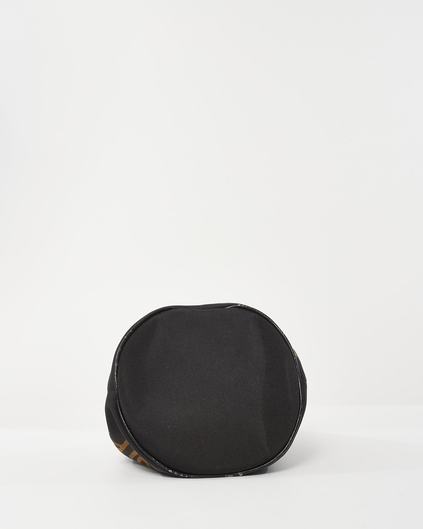 Fendi Vintage Black Nylon Logo Ottoman Bucket Bag