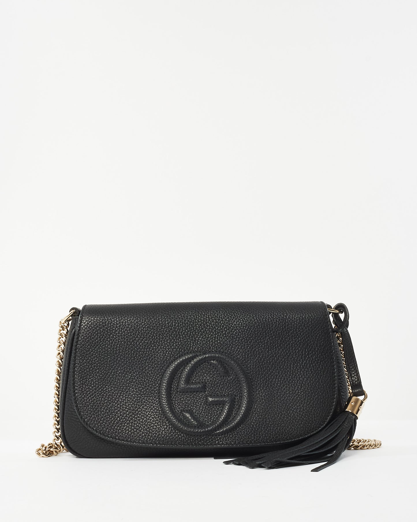 Gucci Black Pebbled Calfskin Medium Soho Flap Crossbody