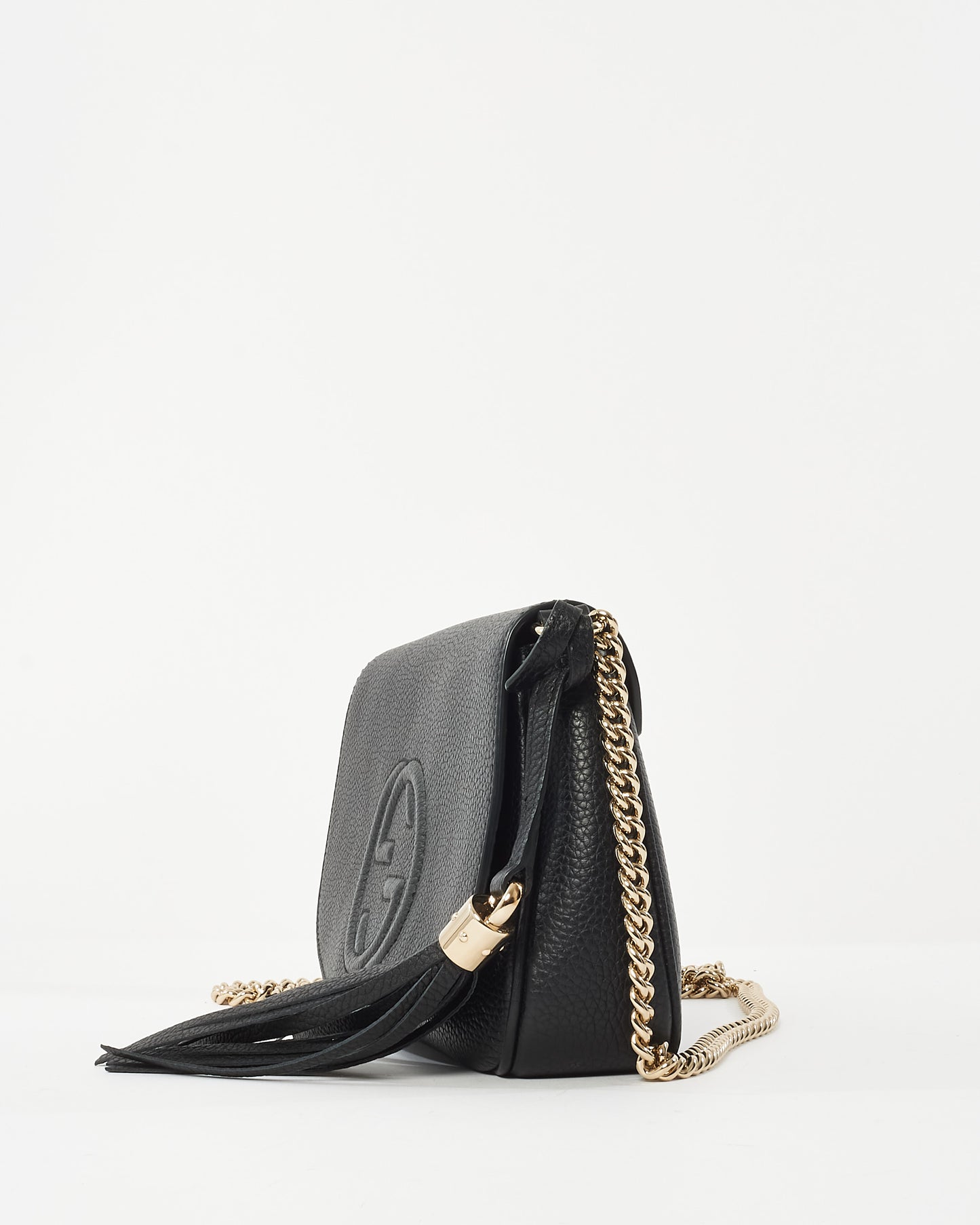 Gucci Black Pebbled Calfskin Medium Soho Flap Crossbody