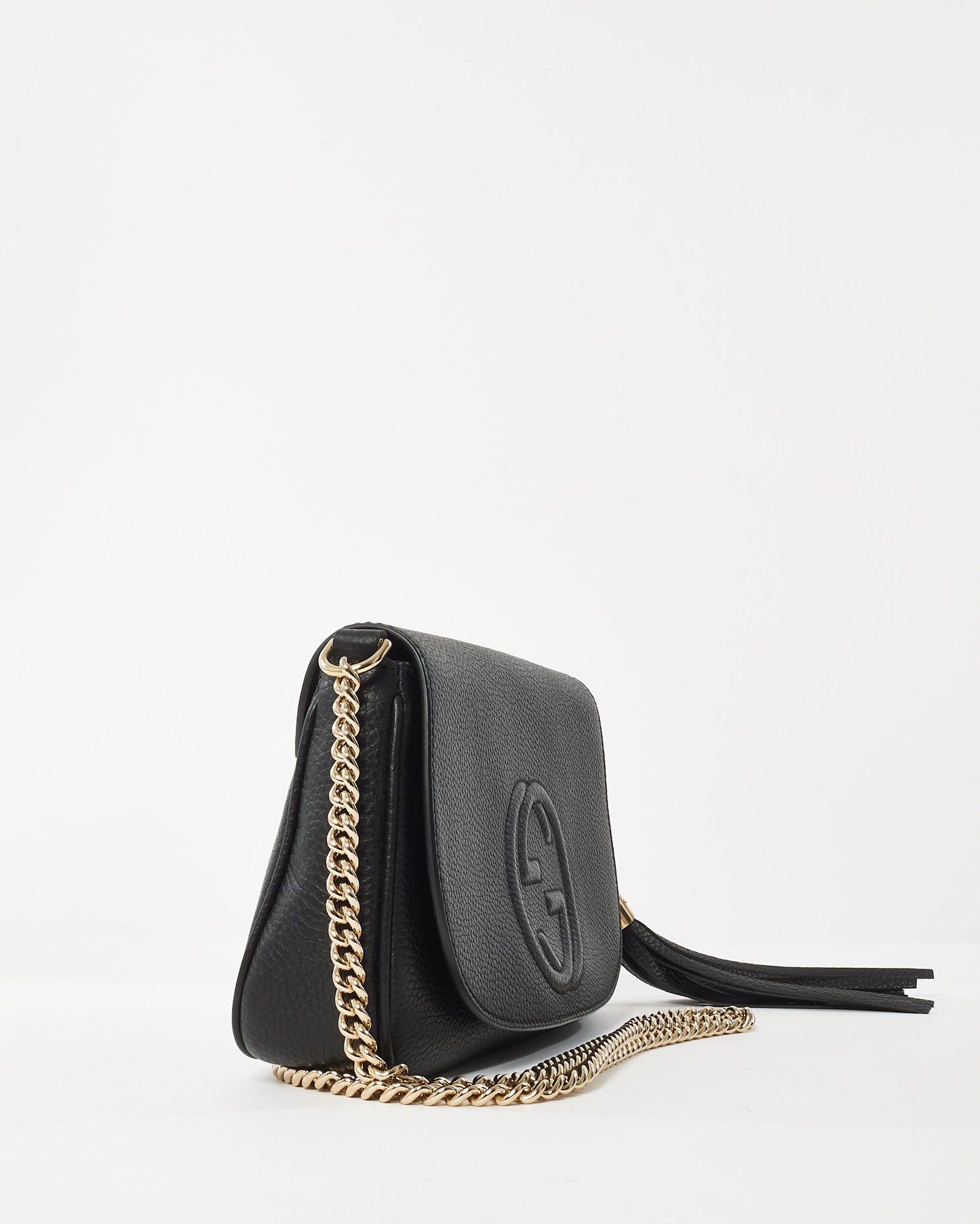 Gucci Black Pebbled Calfskin Medium Soho Flap Crossbody