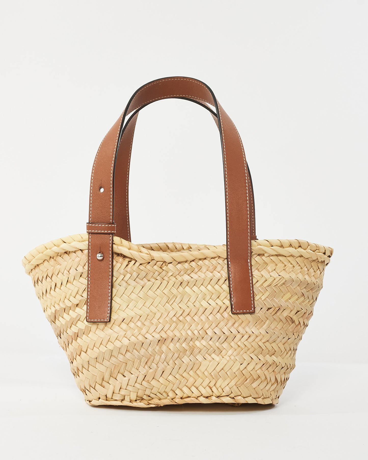 Loewe Tan Calfskin Palm Leaf Small Basket Bag