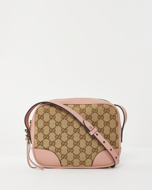 Gucci Brown & Pink Monogram Canvas Mini Bree Messenger Bag