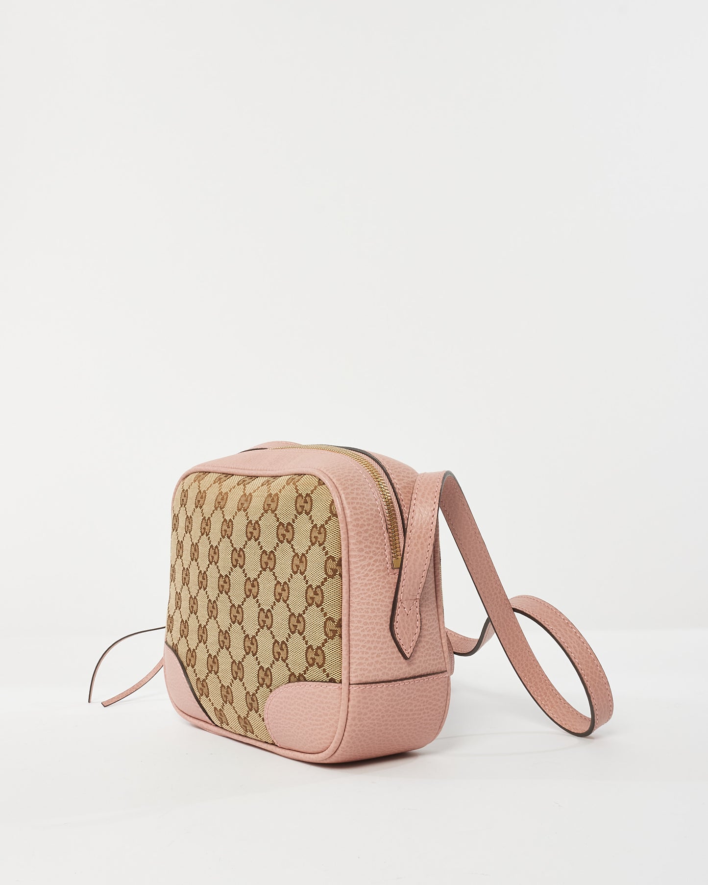 Gucci Brown & Pink Monogram Canvas Mini Bree Messenger Bag