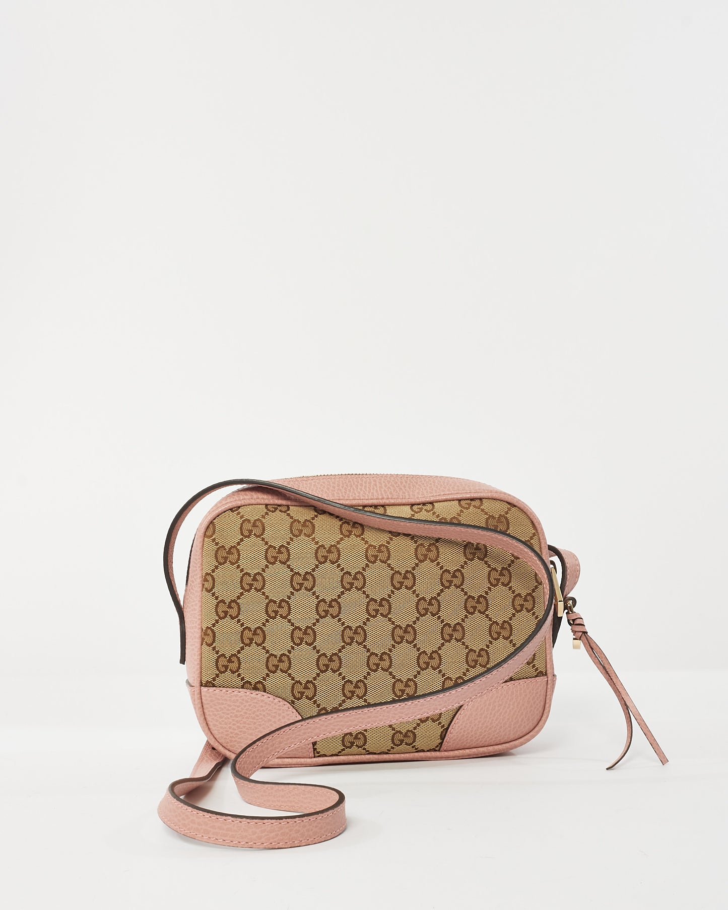 Gucci Brown & Pink Monogram Canvas Mini Bree Messenger Bag