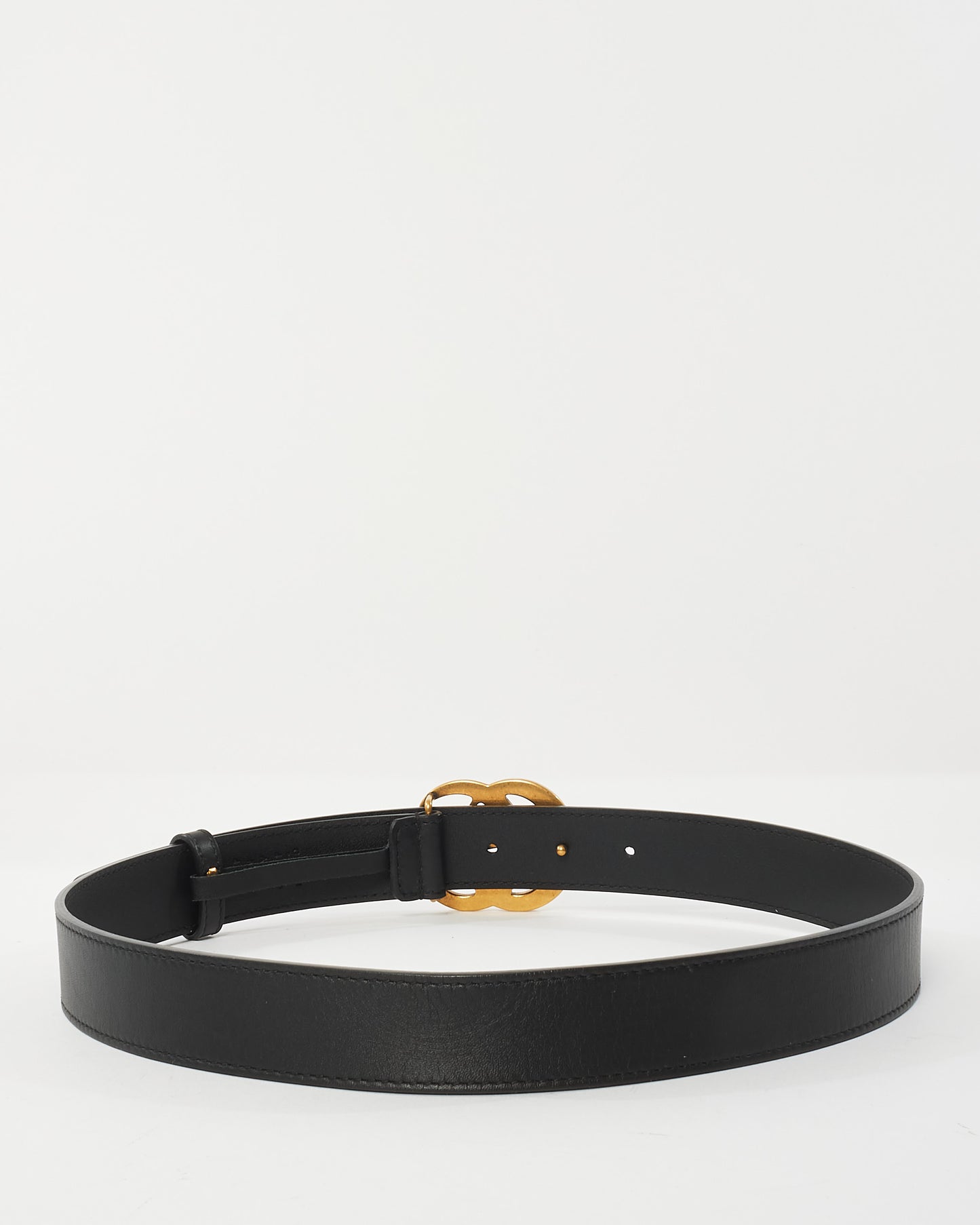 Gucci Black Leather GG Marmont Buckle Belt - 80/32