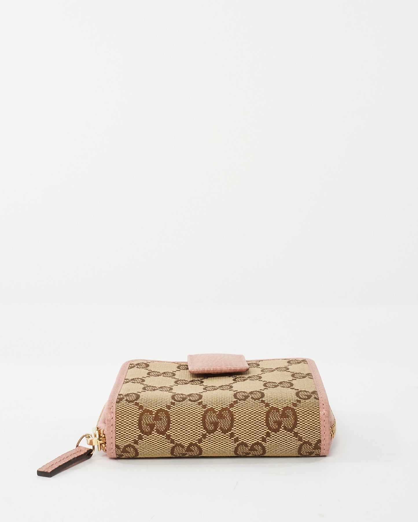 Gucci Beige & Pink Monogram GG Canvas Bifold Wallet