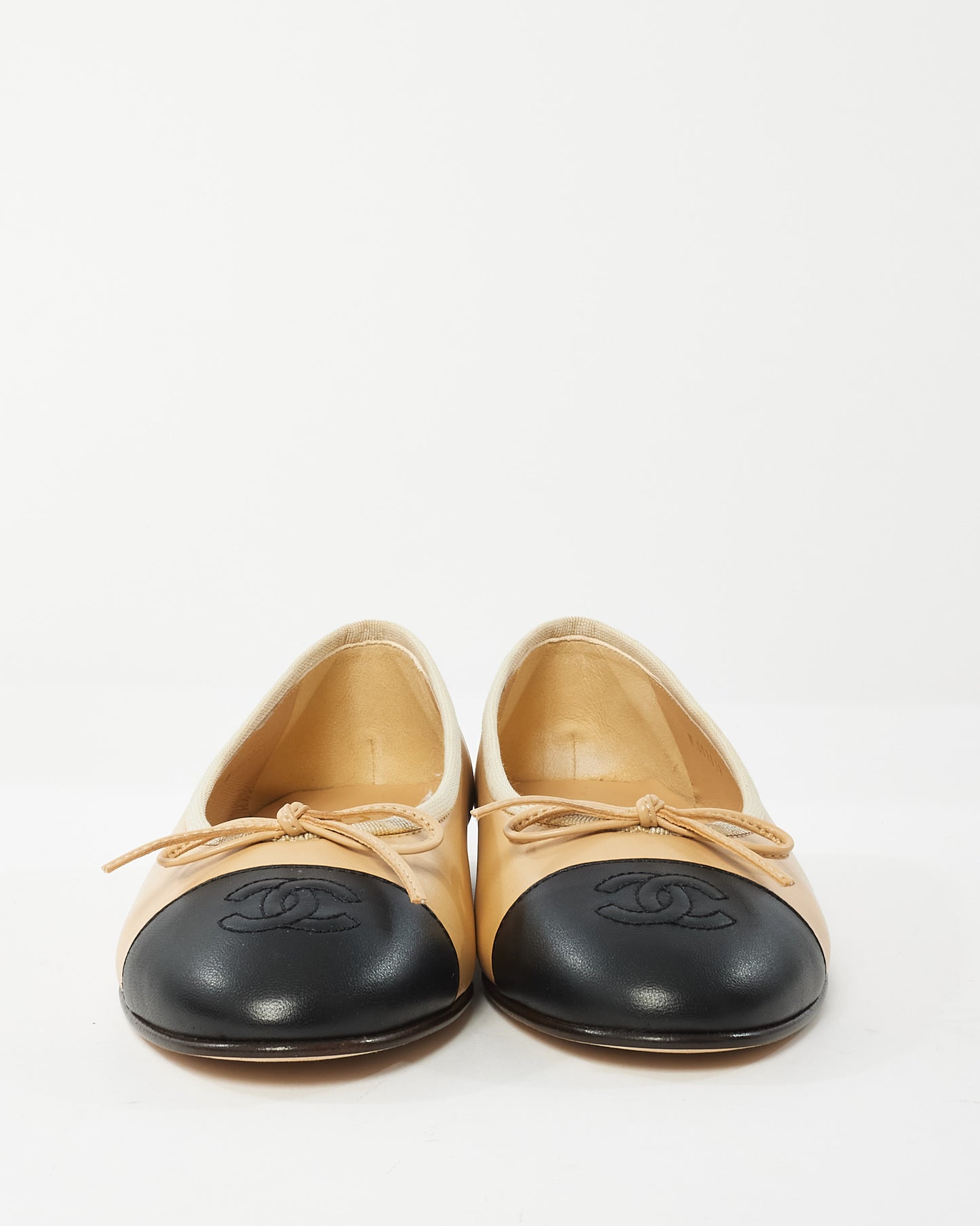 Chanel Beige Lambskin Leather Classic Ballerina Flats - 36.5C