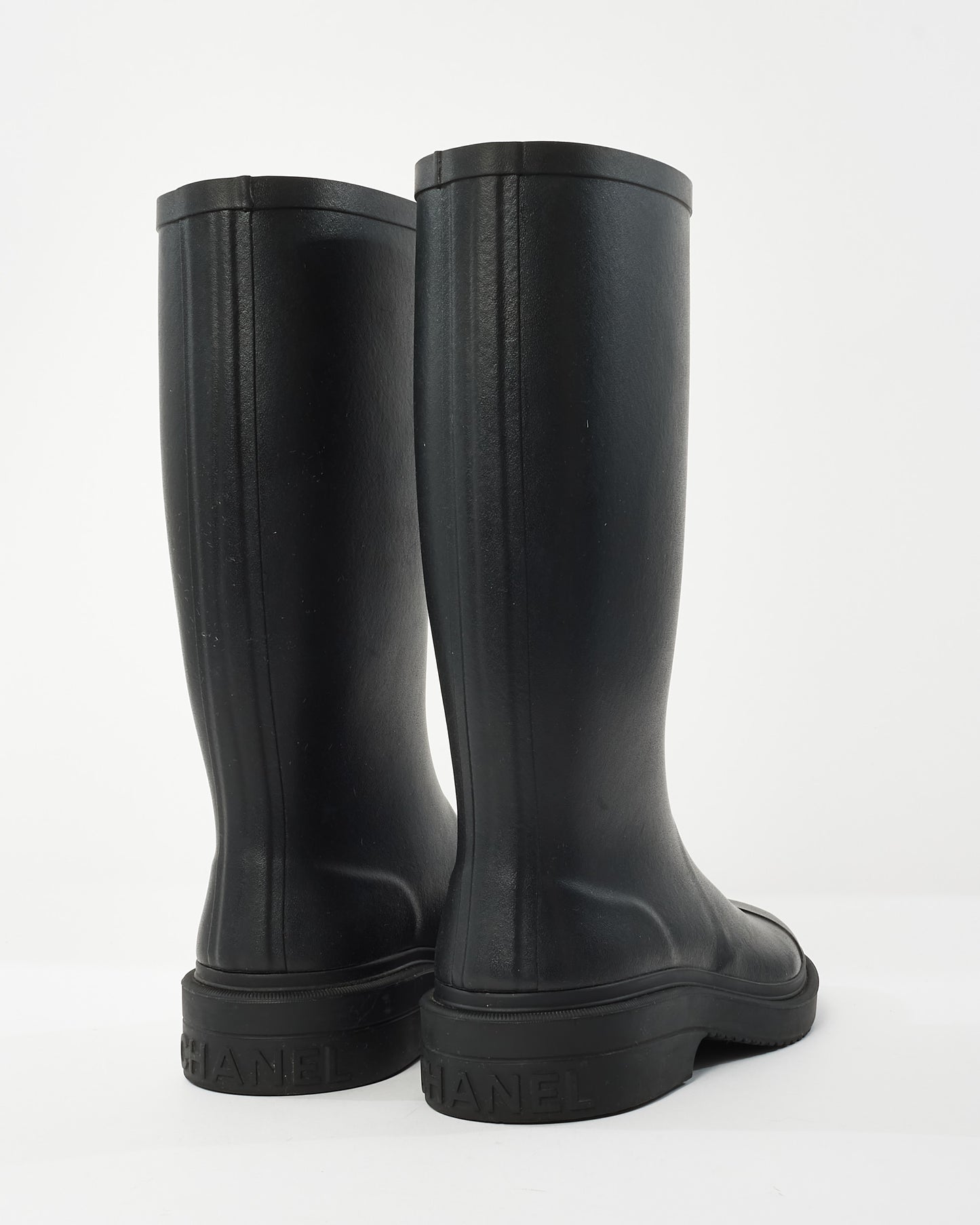 Chanel Black Rubber CC Logo Rainboots - 37