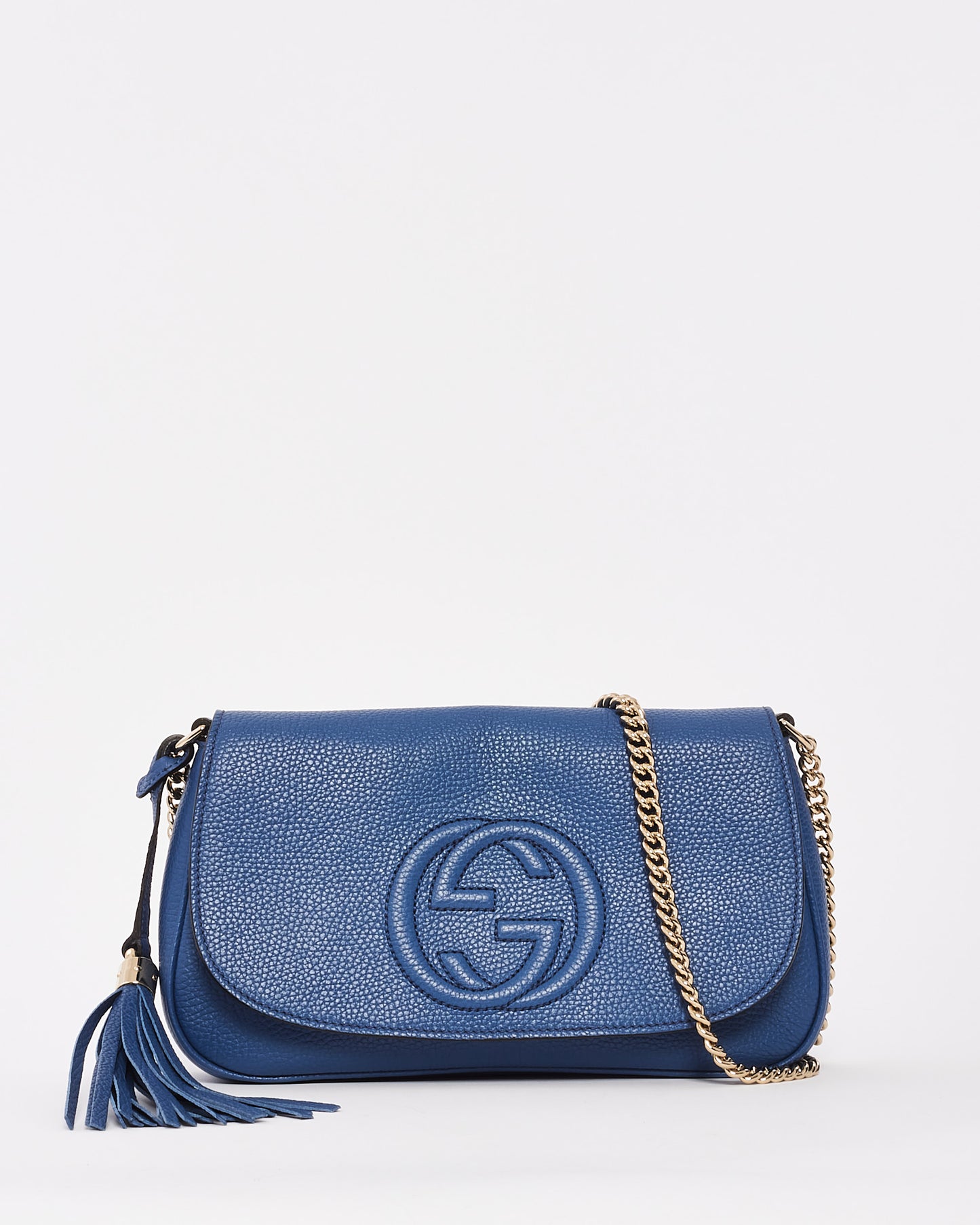 Sac à bandoulière Soho en cuir grainé bleu Gucci