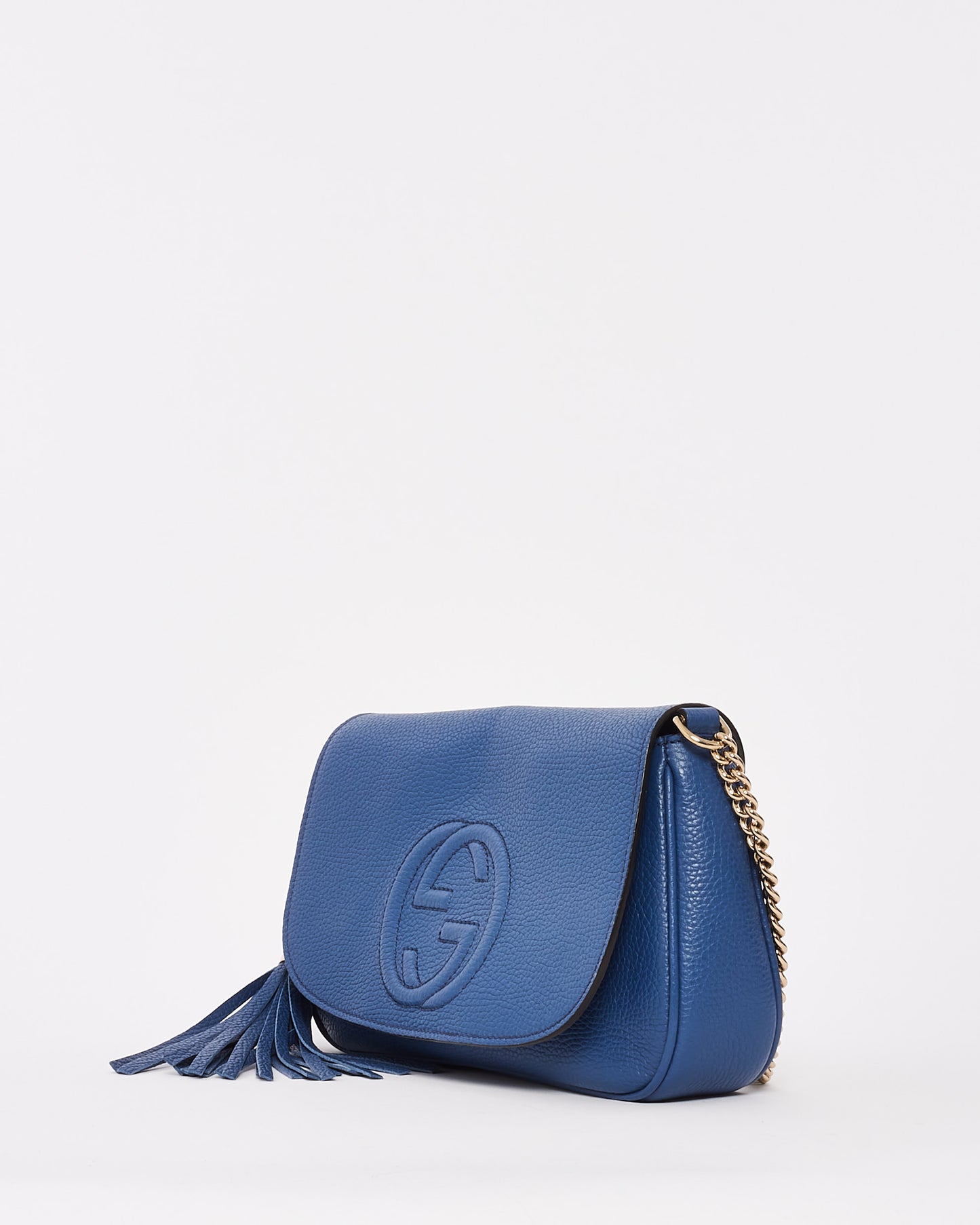 Sac à bandoulière Soho en cuir grainé bleu Gucci