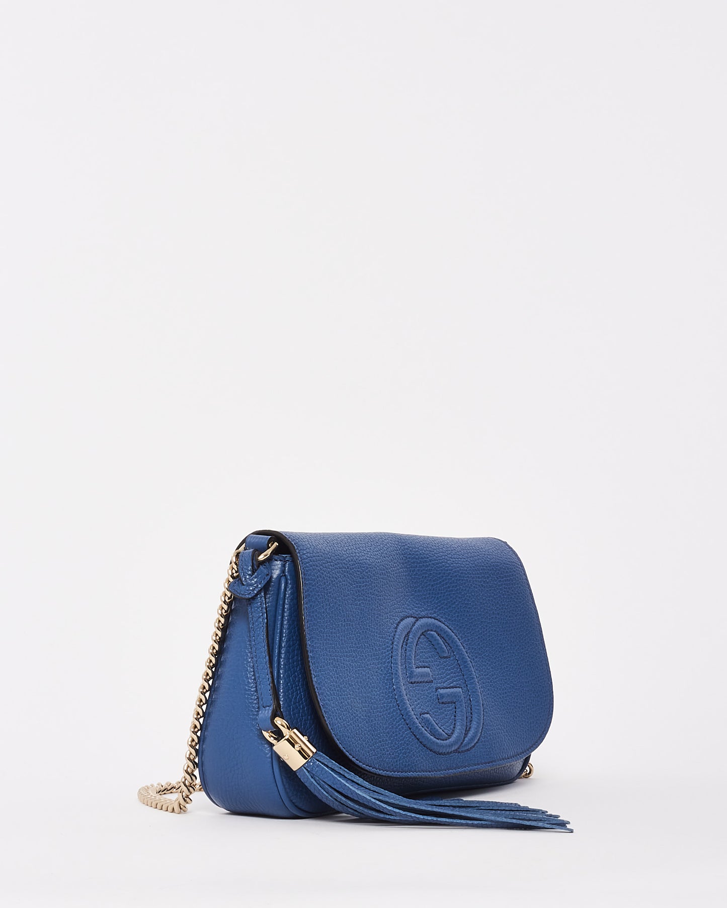 Sac à bandoulière Soho en cuir grainé bleu Gucci